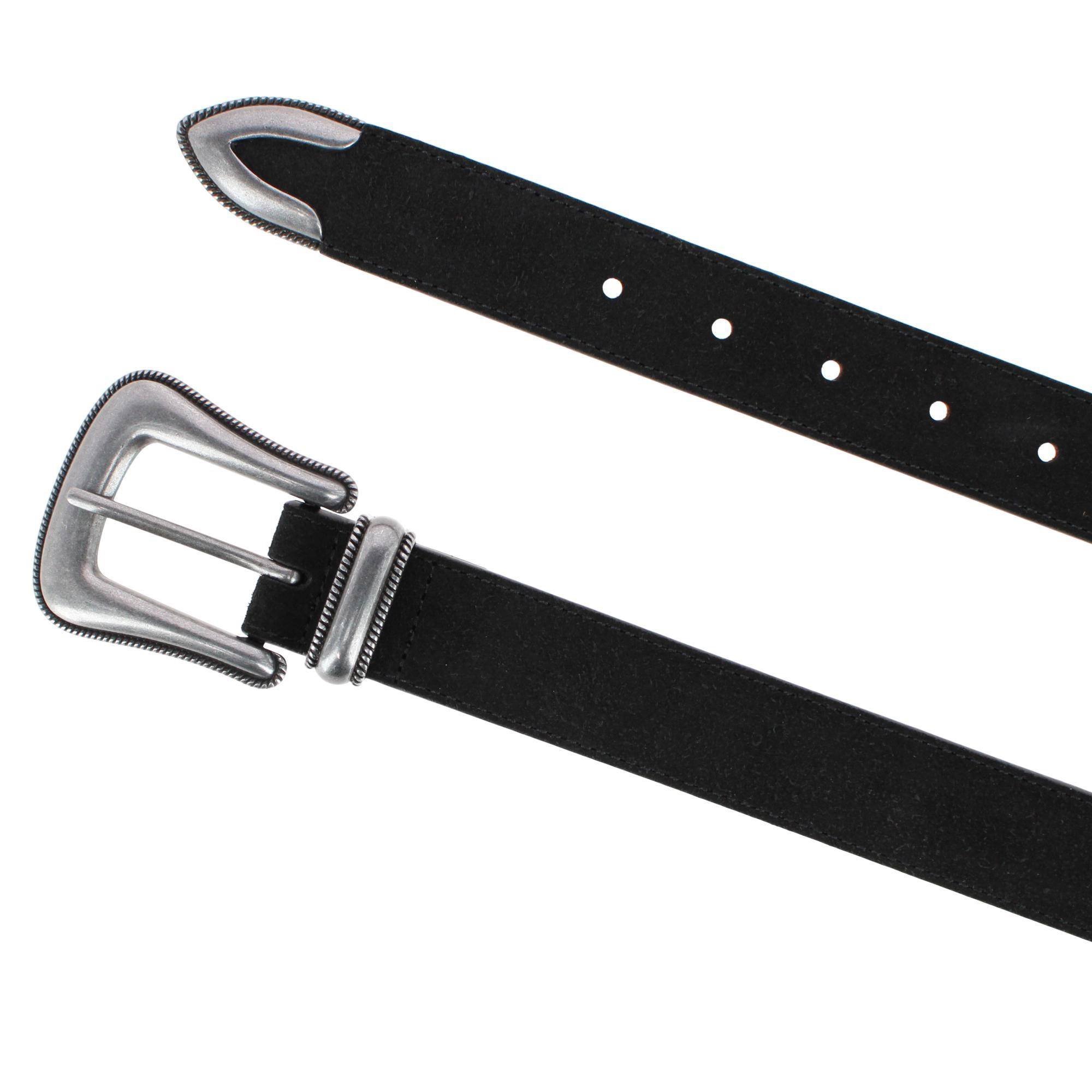 Cowgirls Rock Women's 1.25 Inch 3-Piece Buckle Sueded Leather Belt