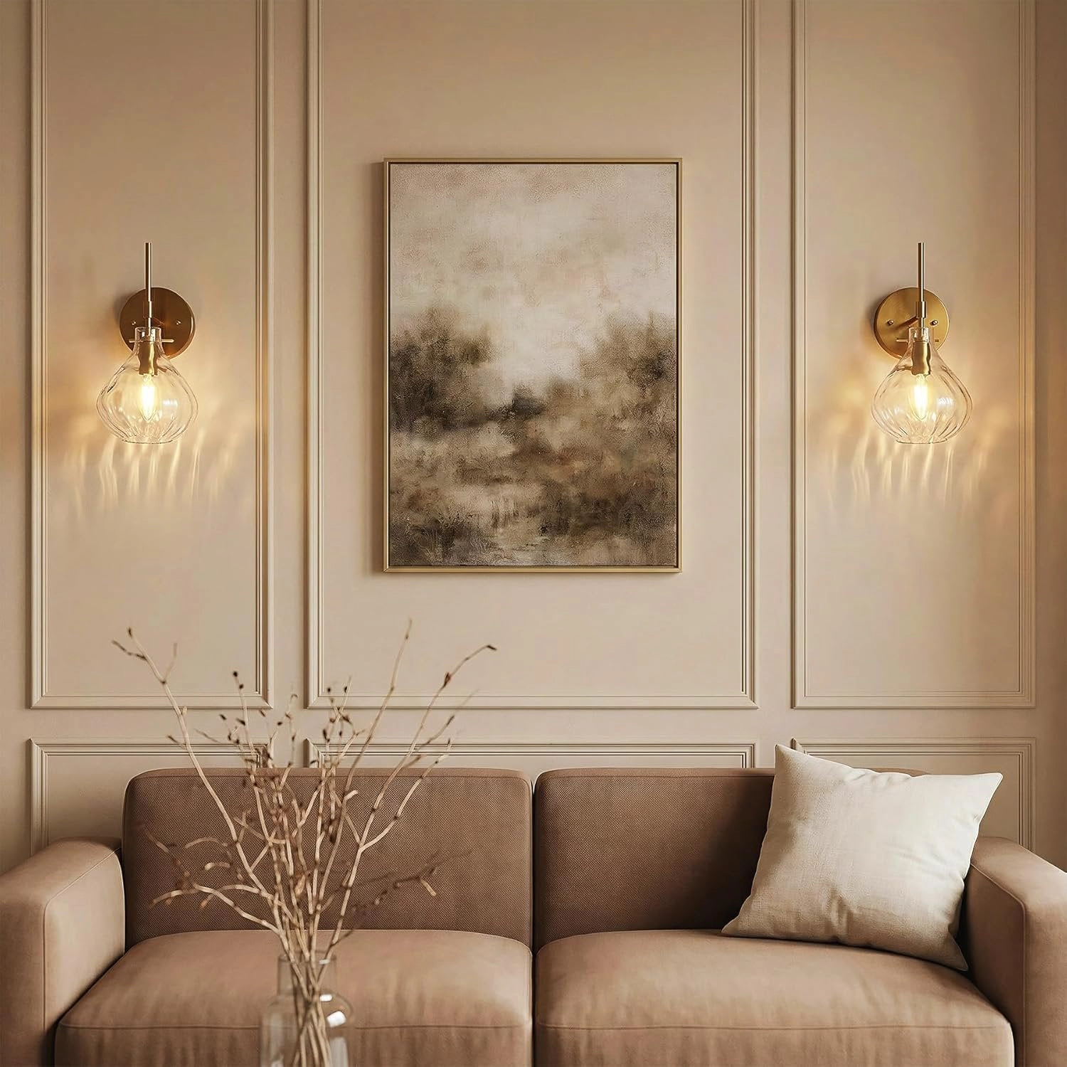 Tribesigns Set of 2 Clear Glass Shade Modern Wall Sconces