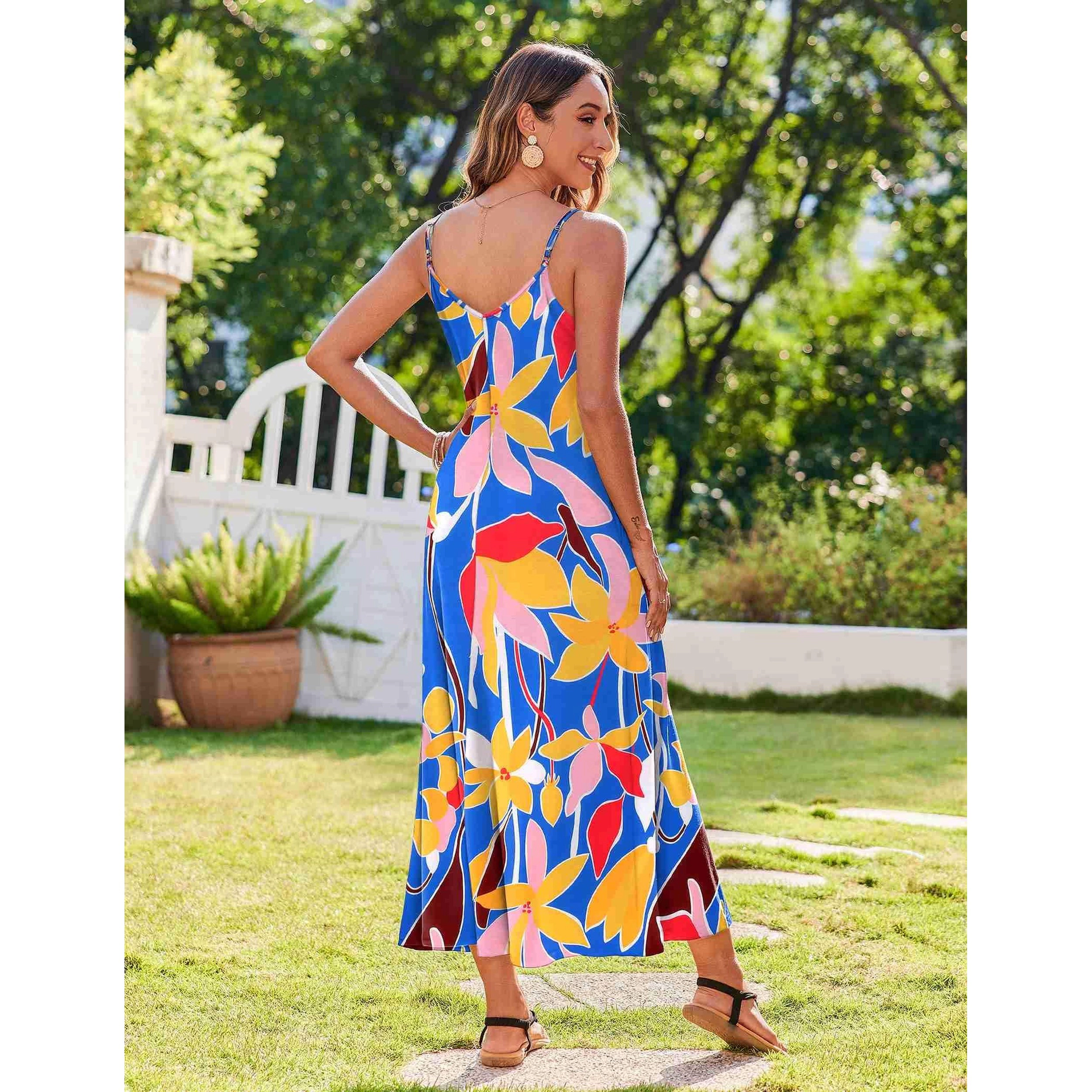 Zeagoo Women's V Neck Sleeveless Maxi Dress