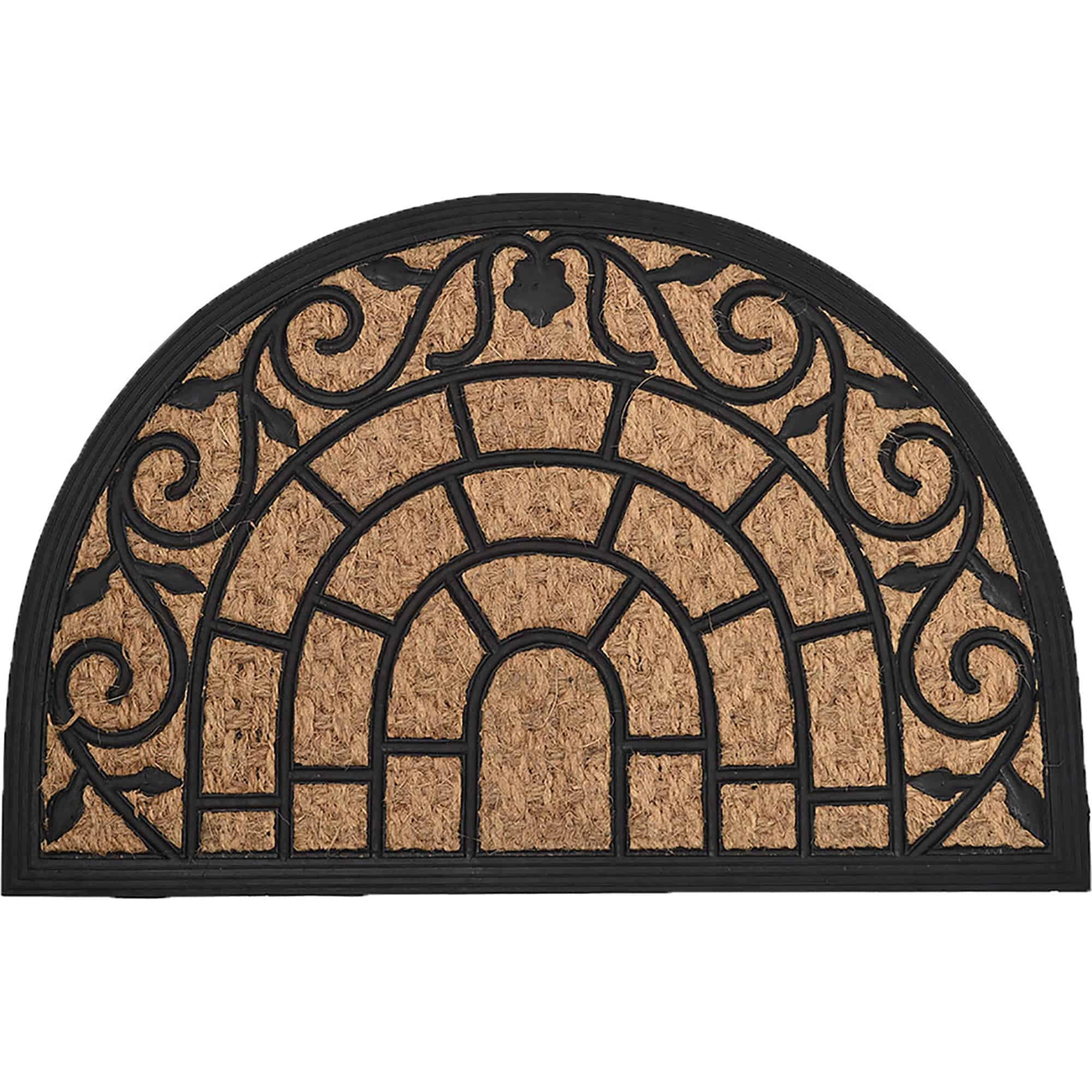 Evideco French Home Goods Natural and Black Vitrail Coir Doormat 24 x 16 Inches