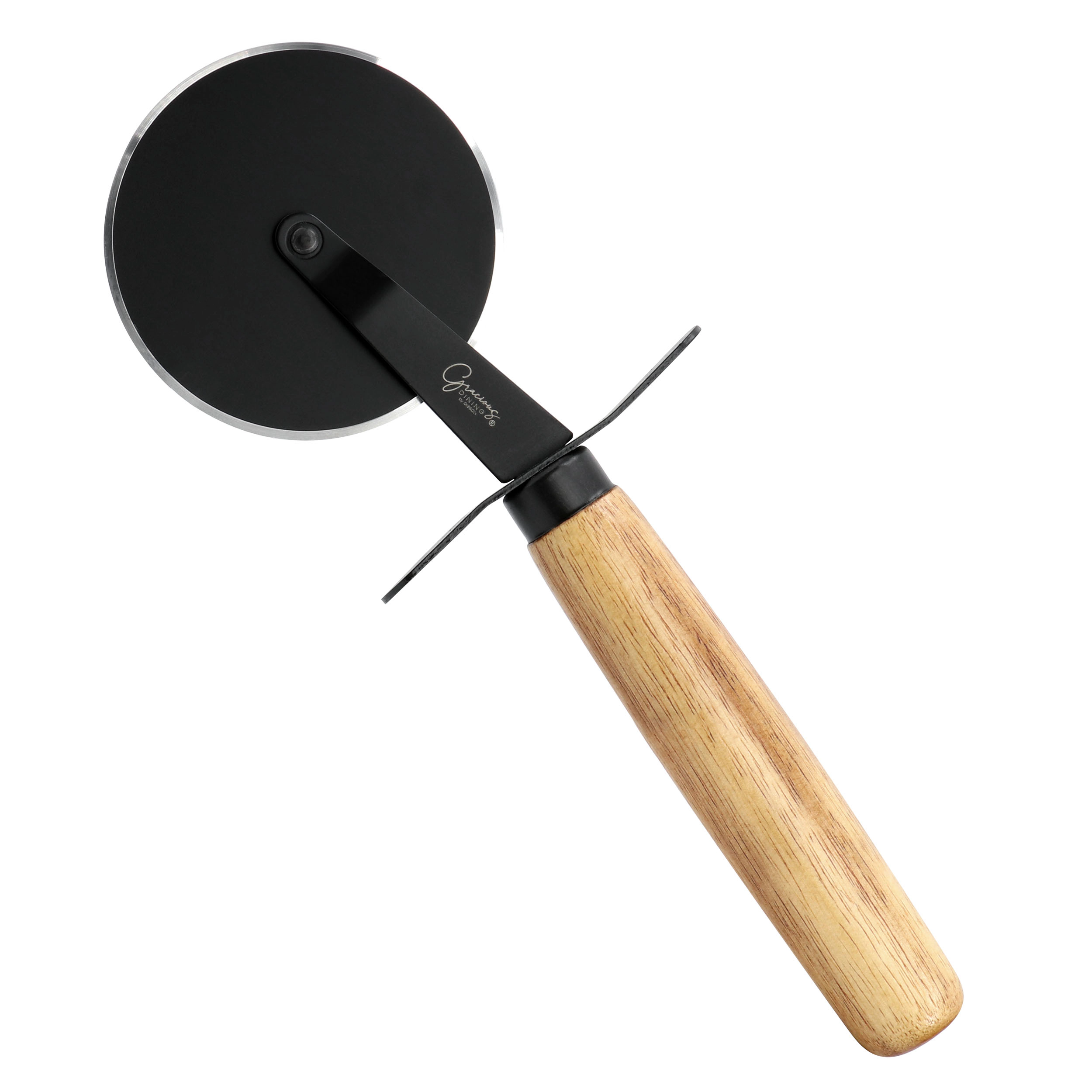 Gibson Elite 2 Piece Acacia Wood Serving Board and Pizza Cutter Set in Brown