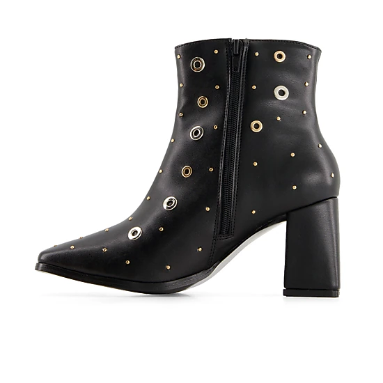 Andrea Womens Medium Heel Riveted Ankle Booties