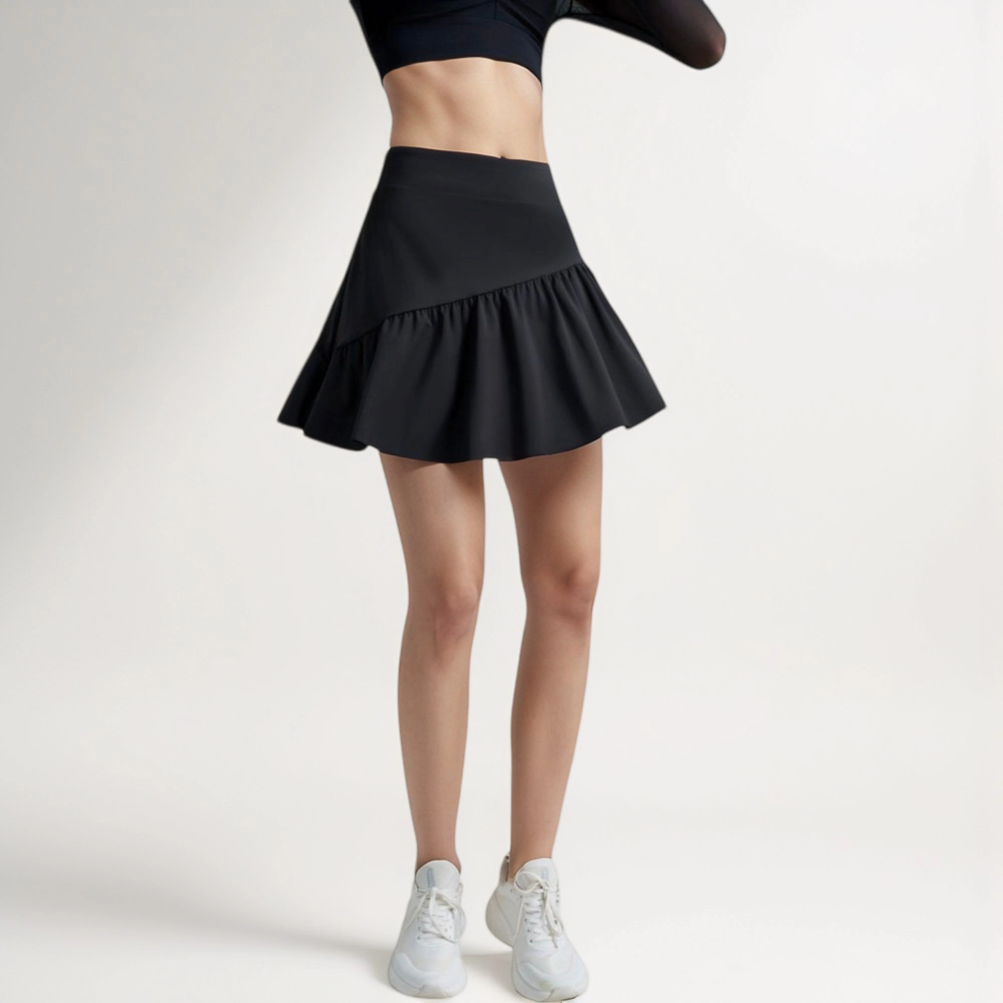 Anna-Kaci Women's High-Waist Active Skort with Built-In Shorts and Soft Gathered Hem Detail