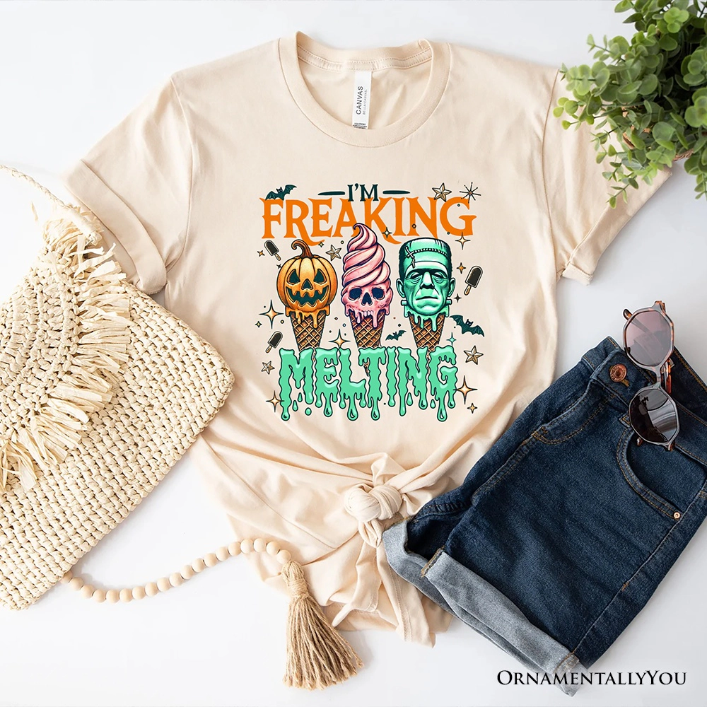 OrnamentallyYou Womens I'm Freaking Melting Frankenstein Halloween T-Shirt