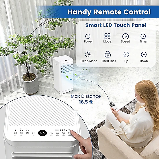 SUGIFT 8000 BTU Portable Air Conditioner with Dehumidifier and Fan Mode 27.5-in Tall 250-350-sq-ft Coverage White