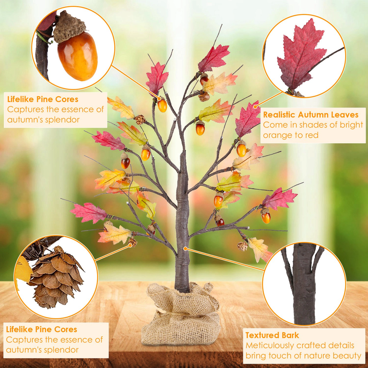 GBruno 2-Piece LED Lighted Maple Tree Set