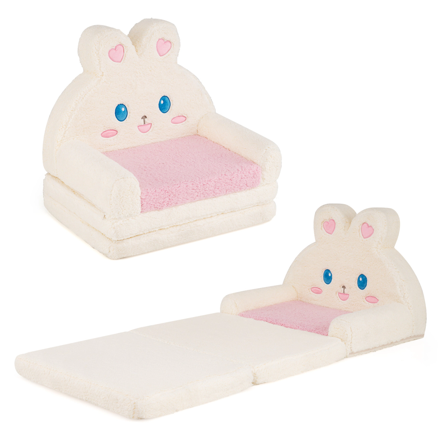 Hivvago 2-In-1 Convertible Kids Sofa To Lounger With Bunny Pattern