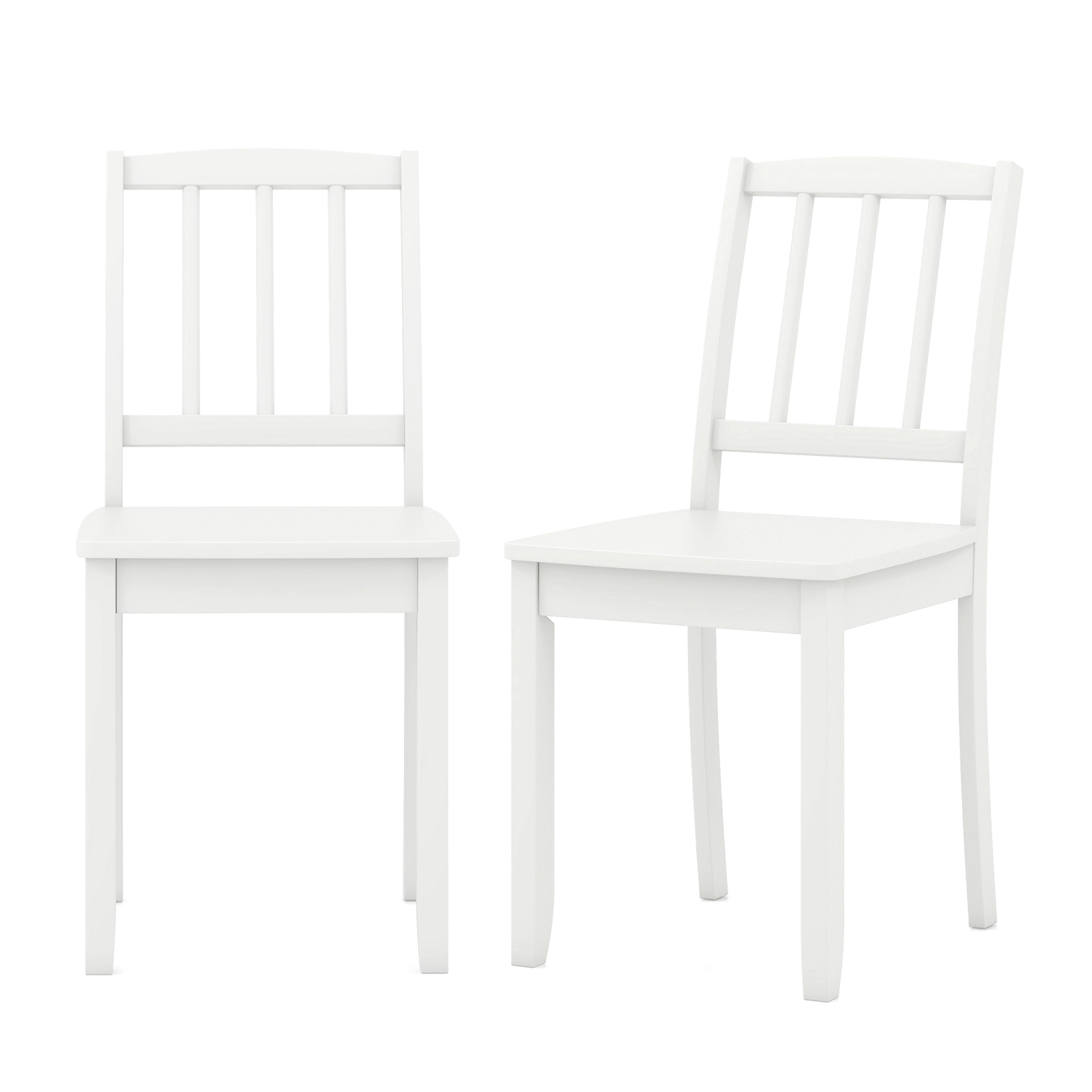 SUGIFT White Wood Ladder Back Farmhouse Rubber Wood Legs Set of 2 Dining Side Chairs