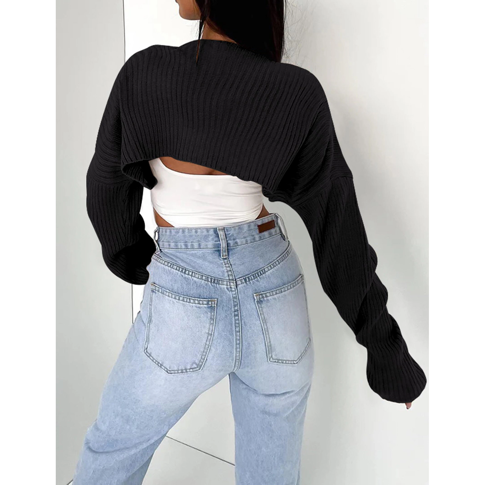 Keedahoe Women's Casual Shrug Transition Layering Knitwear Fashion Cropped Cardigans