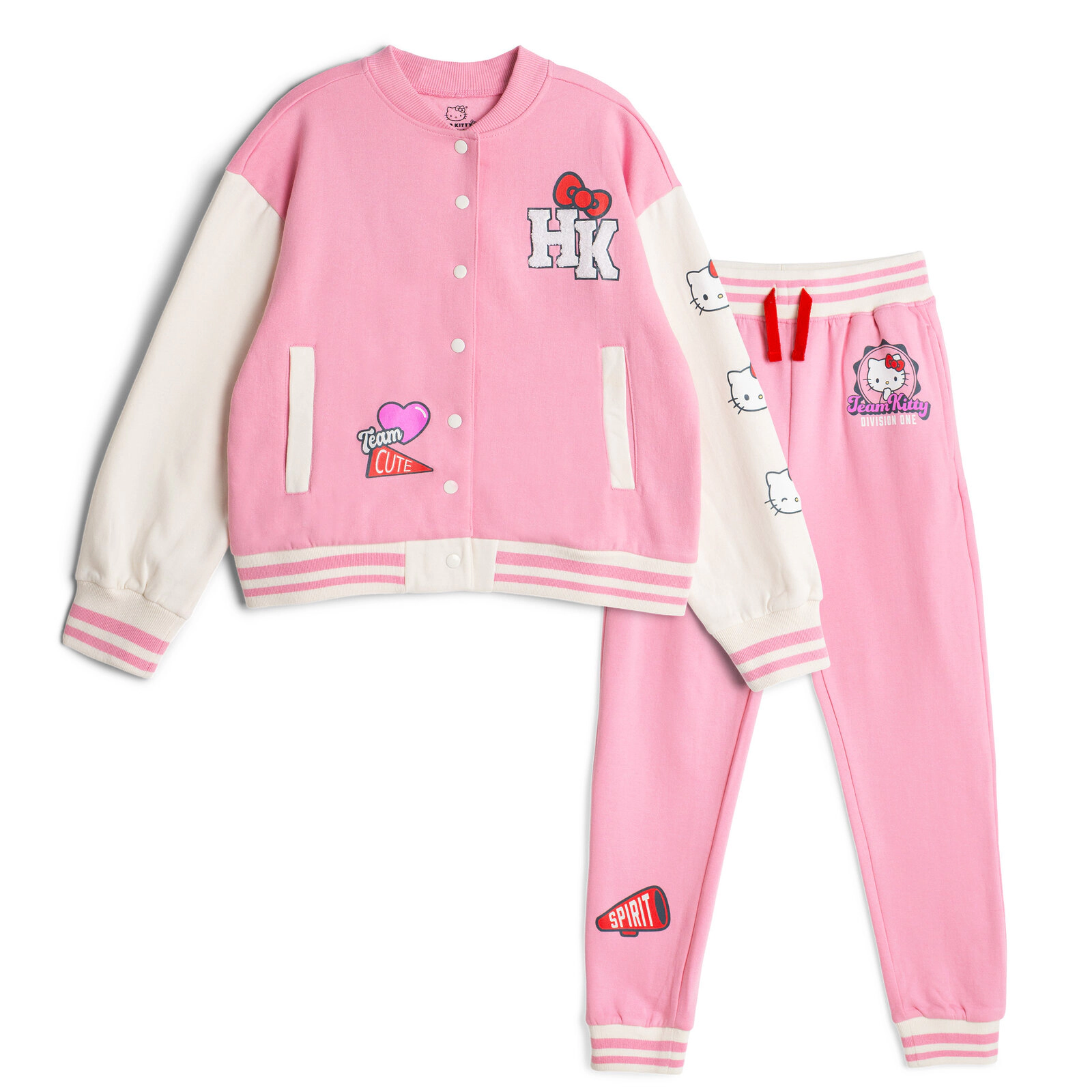 Hello Kitty Girls' Fleece Varsity Jacket and Pants Set
