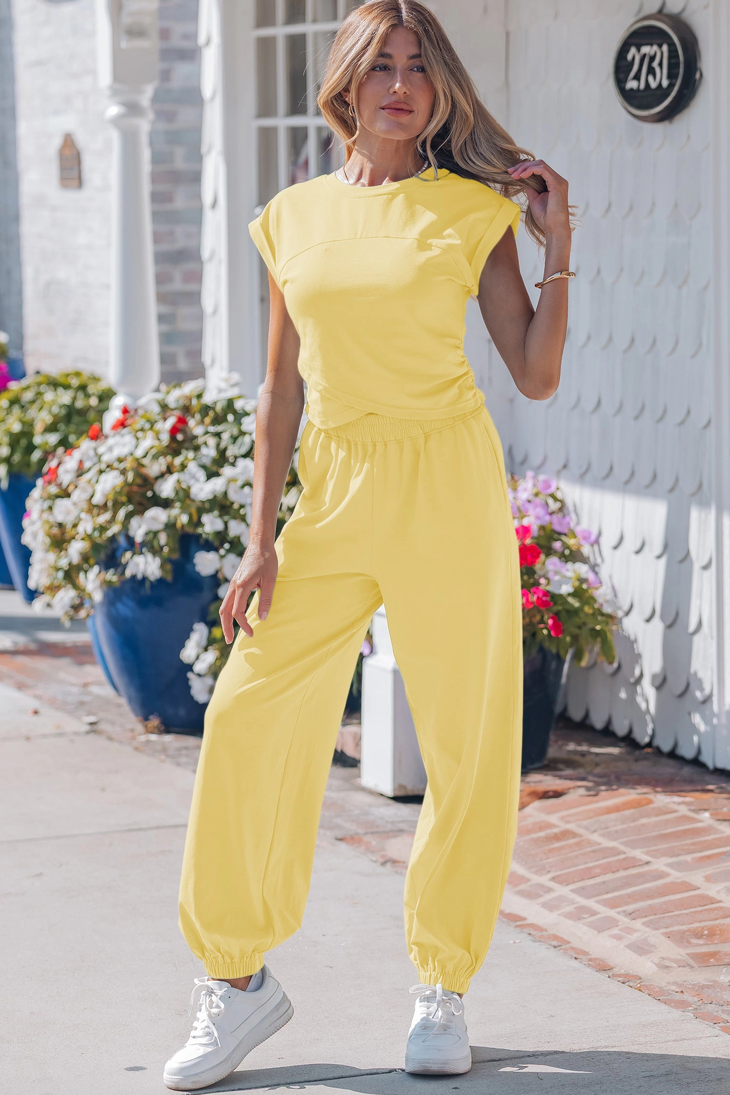 Threaded Pear Womens Kaitlyn Color Cropped Tank Top Set