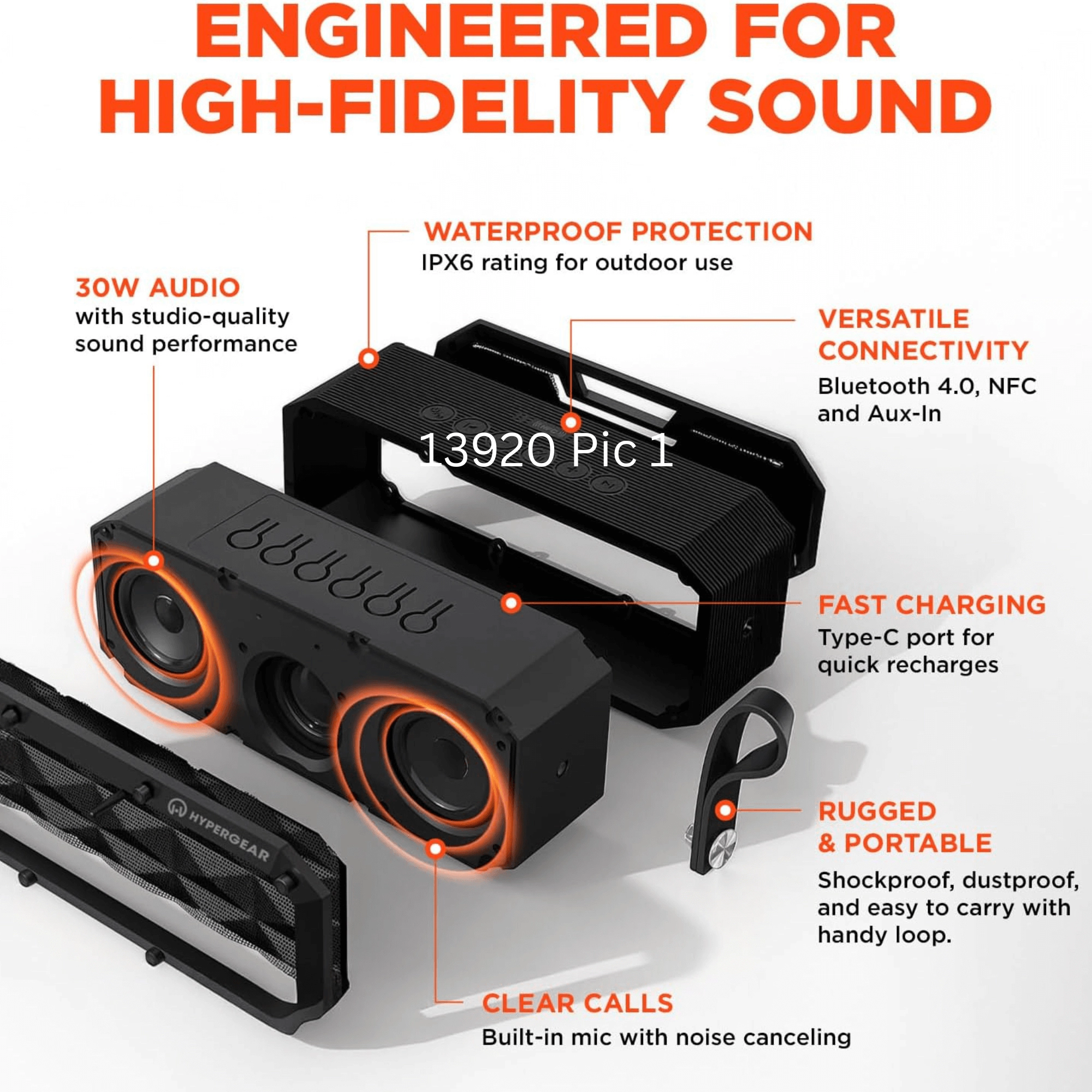 HyperGear Beast XL Water-Resistant Wireless Speaker