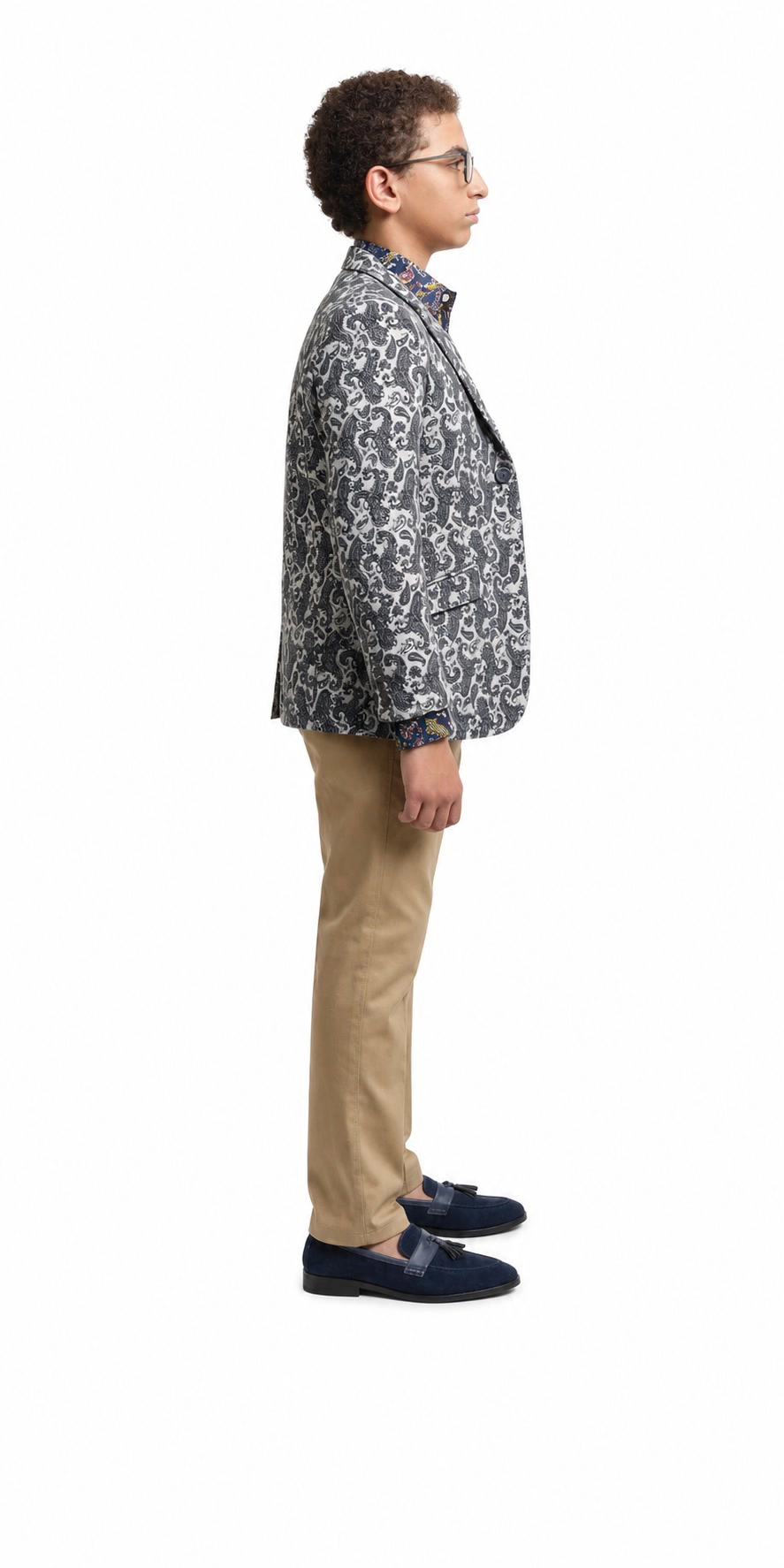 Elie Balleh Boys Slim Fit Brocade Blazer