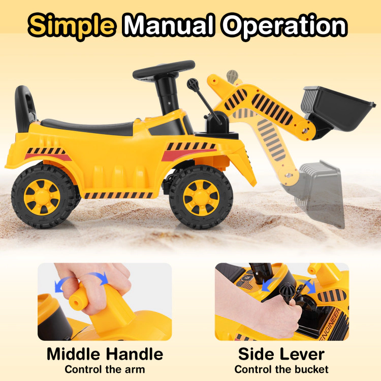 Hivvago Excavator Digger Toy with Adjustable Bucket-Yellow