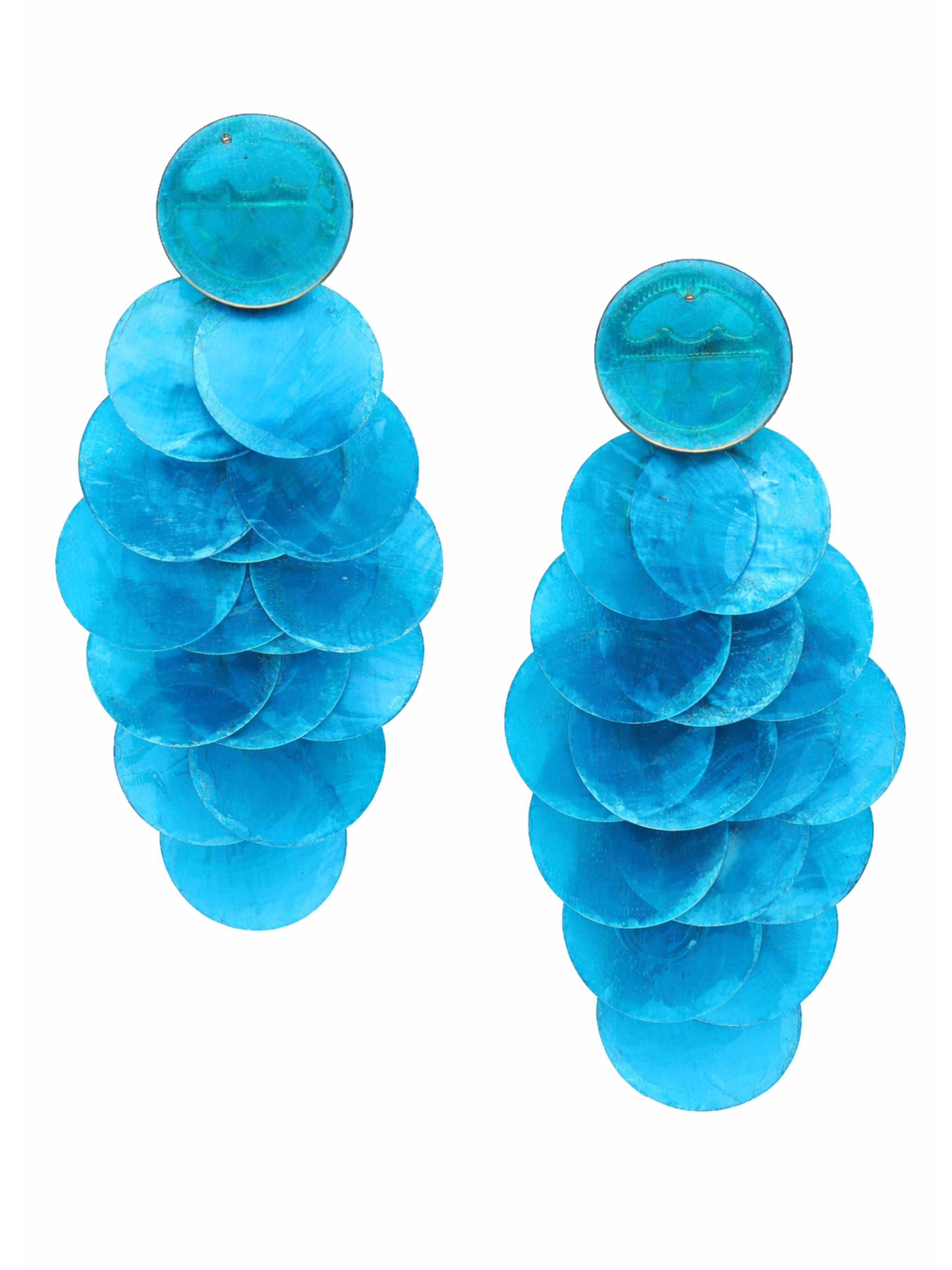 AGP PARIS Womens Natural Shell Disc Cascade Drop Earrings