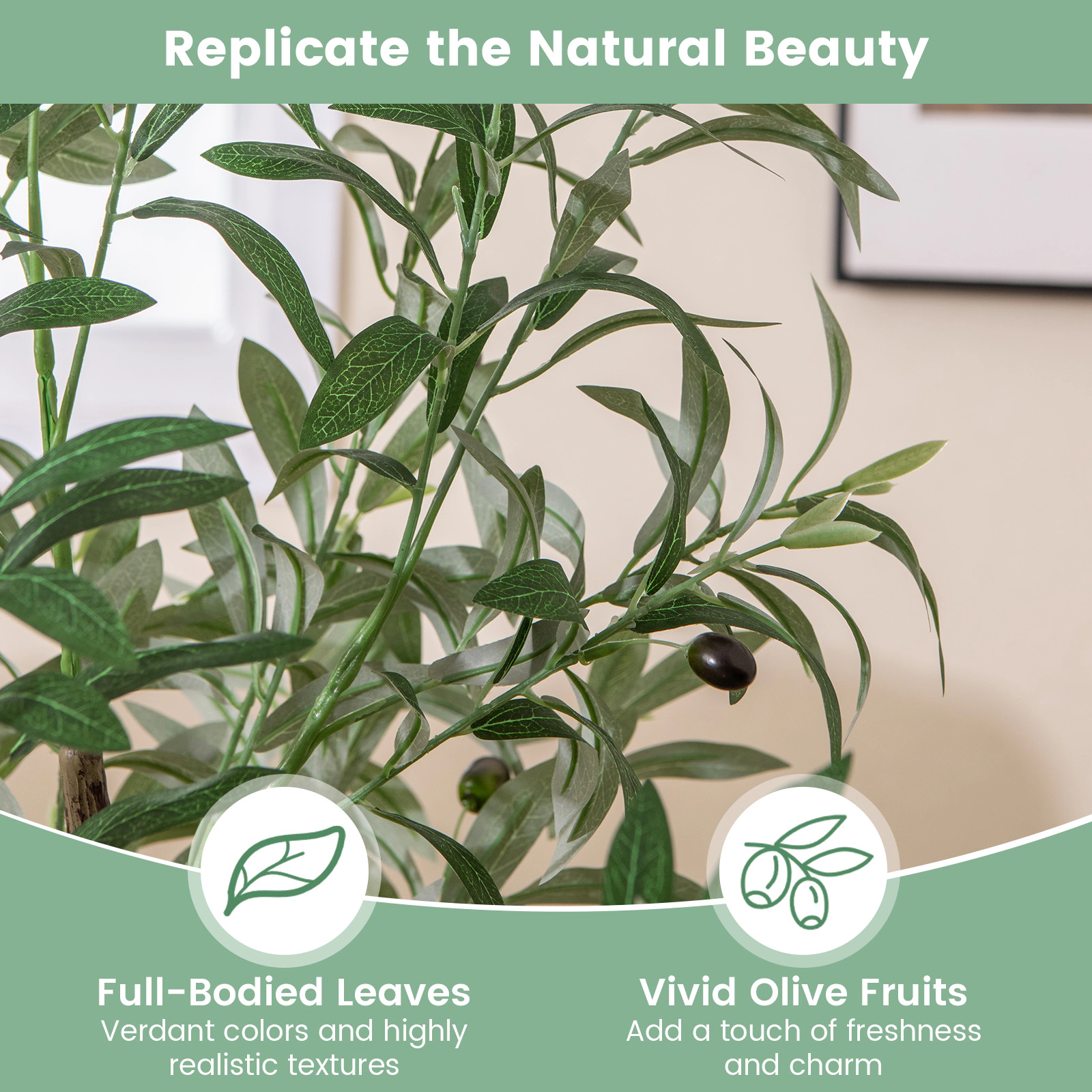 Slickblue 2 Picese 4.5 Ft Artificial Olive Trees with Olive Fruits in Pots for Living Room and Office