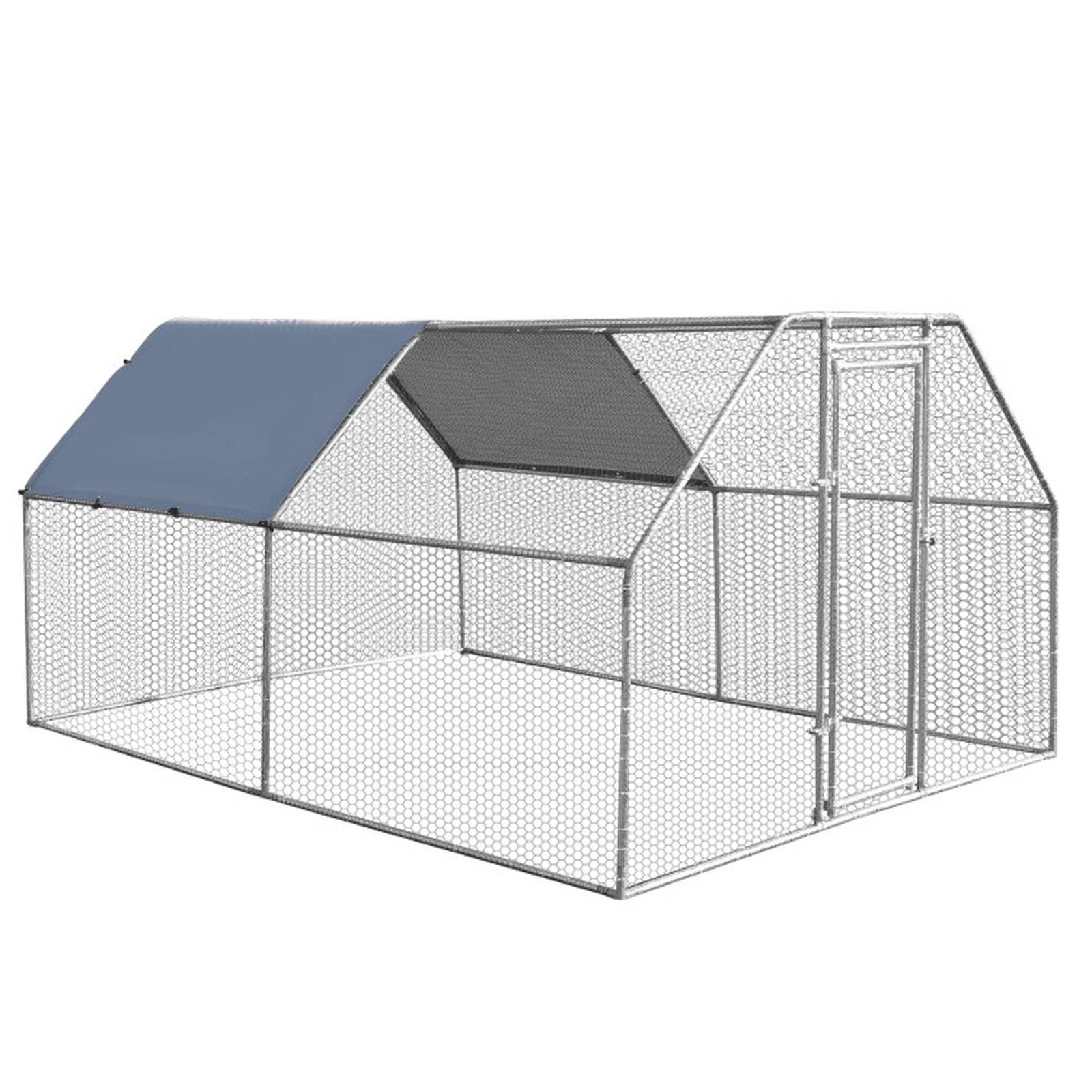 SUGIFT Silver Galvanized Steel Walk-In Chicken Coop House with Water-Resistant Cover 9.5-ft W 12.5-ft D 6-ft H
