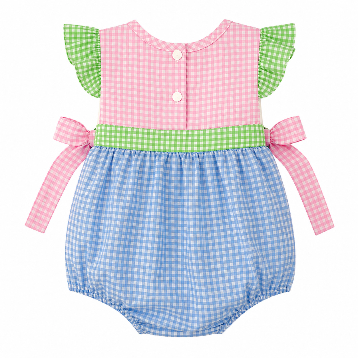 Laurenza's Baby Girls Embroidered Little Sister Gingham Romper