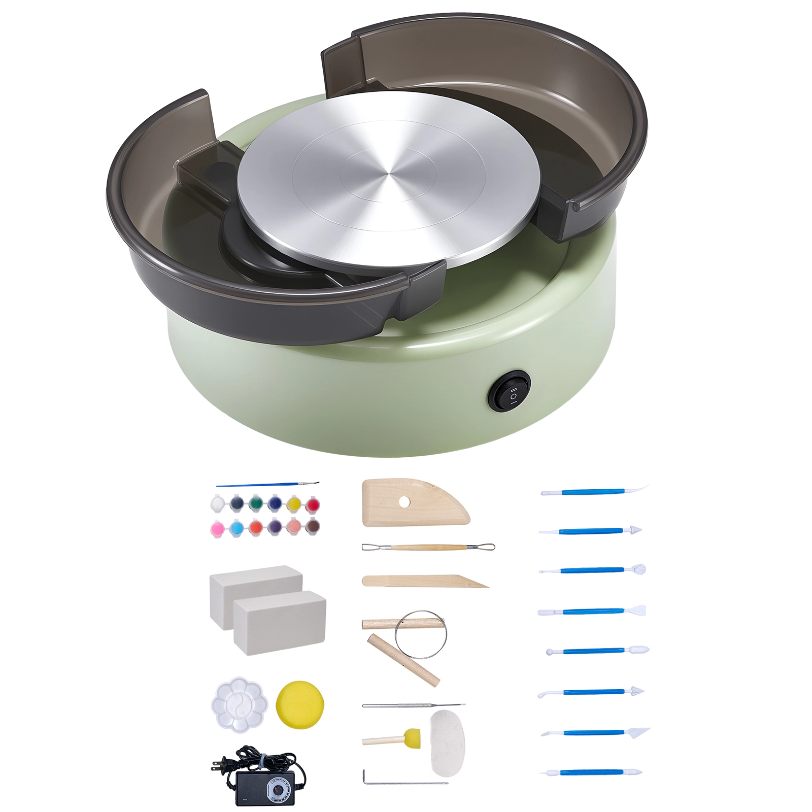 HONGGE Mini Pottery Wheel 6 inch Turntable Forward and Reverse Rotation Adjustable Speed Electric Clay for Kids