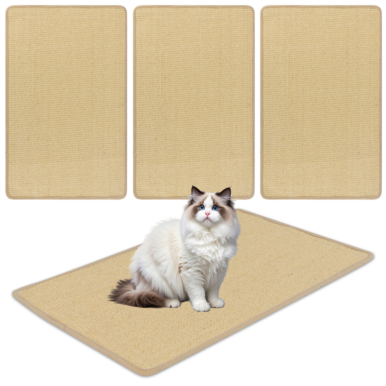 LJG 2 Piece Cat Scratcher Mat Set 32 x 20 Inch Natural Sisal Pads