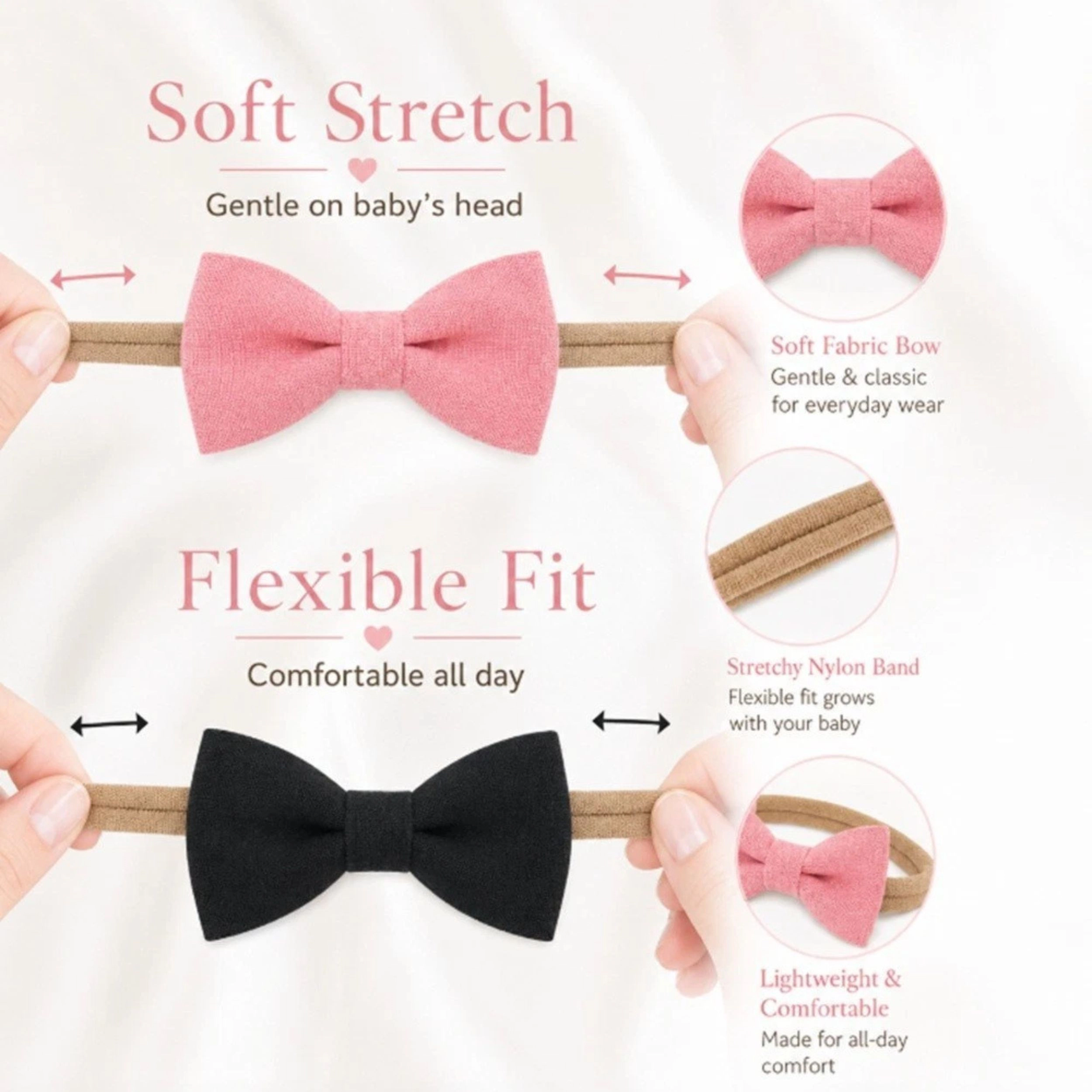 Home Collection Pack of 4 Baby Girl Flower Headbands Soft Elastic Hair Bands
