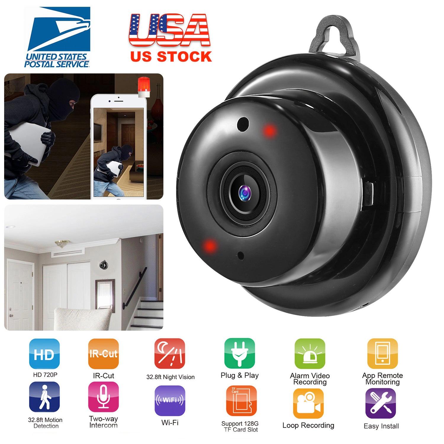 GBruno 720P WiFi IP Security Camera Night Vision