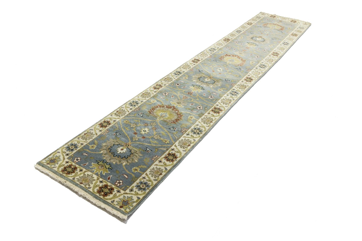 Magic Rugs Blue-gray Floral Osh Chobi 2'5X12 Peshawar Oriental Runner Rug