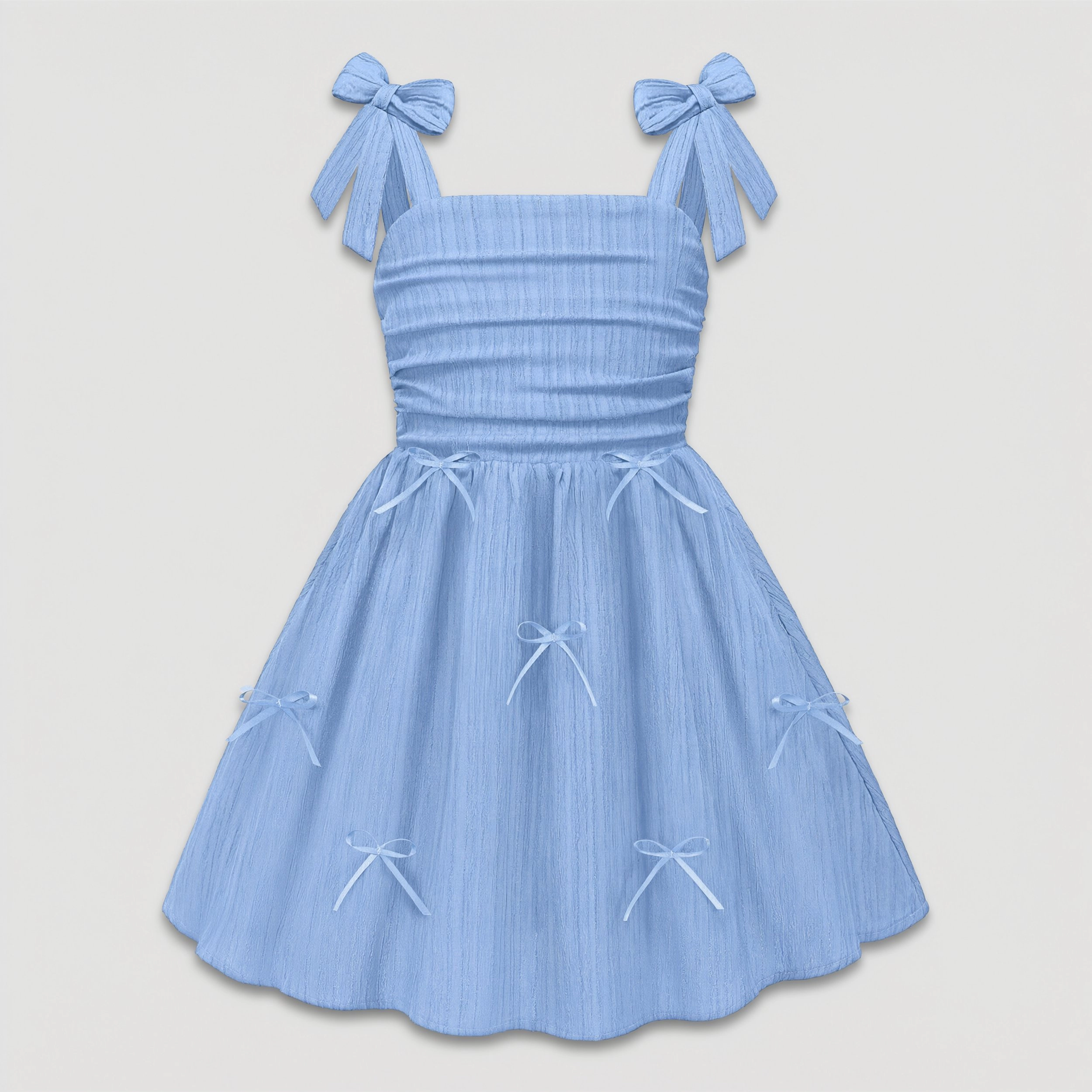 Arshiner Girls Dresses Ruched Smocked Back Spaghetti Strap Bow Summer Boho Beach Party Sundress