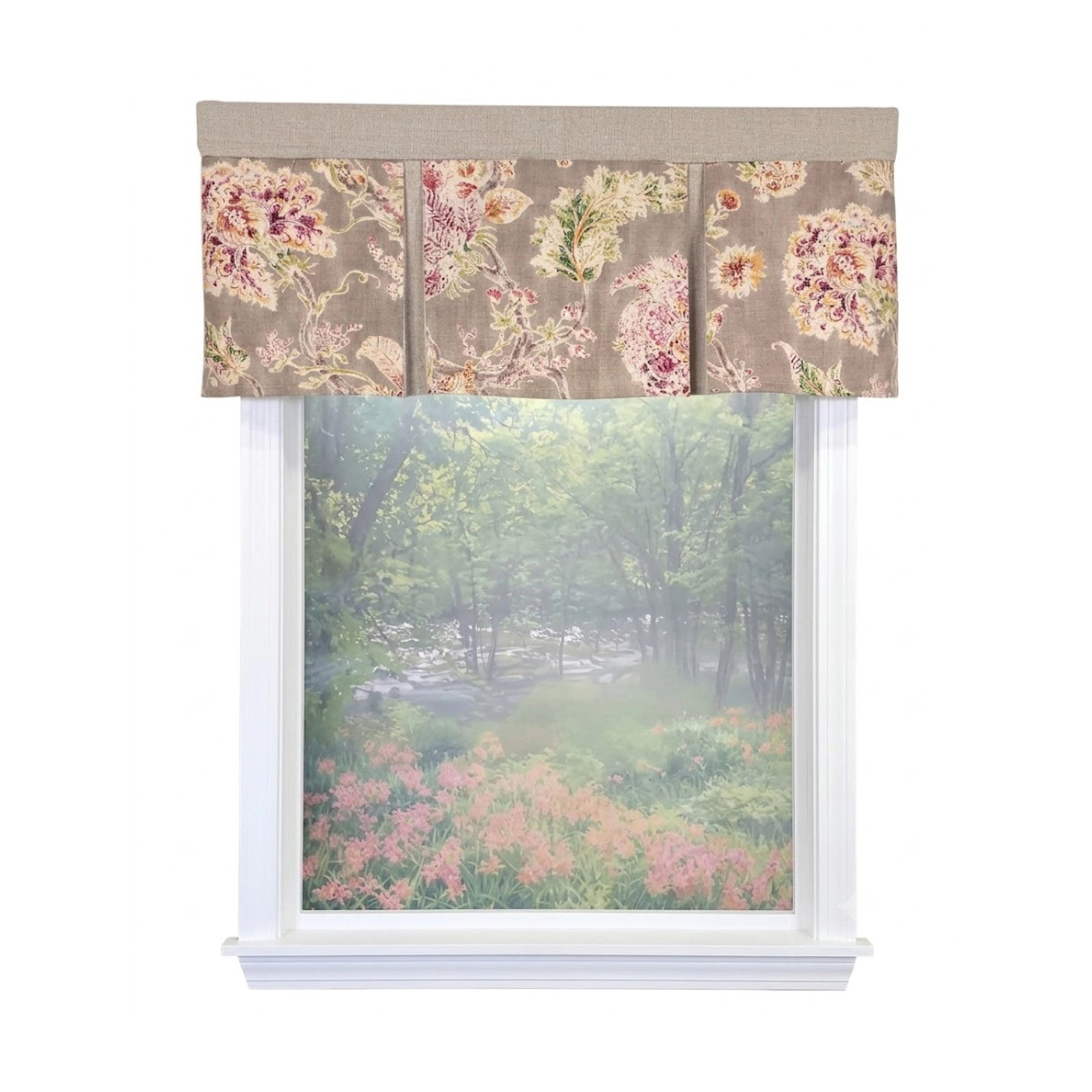 RLF Home Monte Cristo Pleated Window Valance 100% Cotton Rod Pocket 50" x 17" Grey