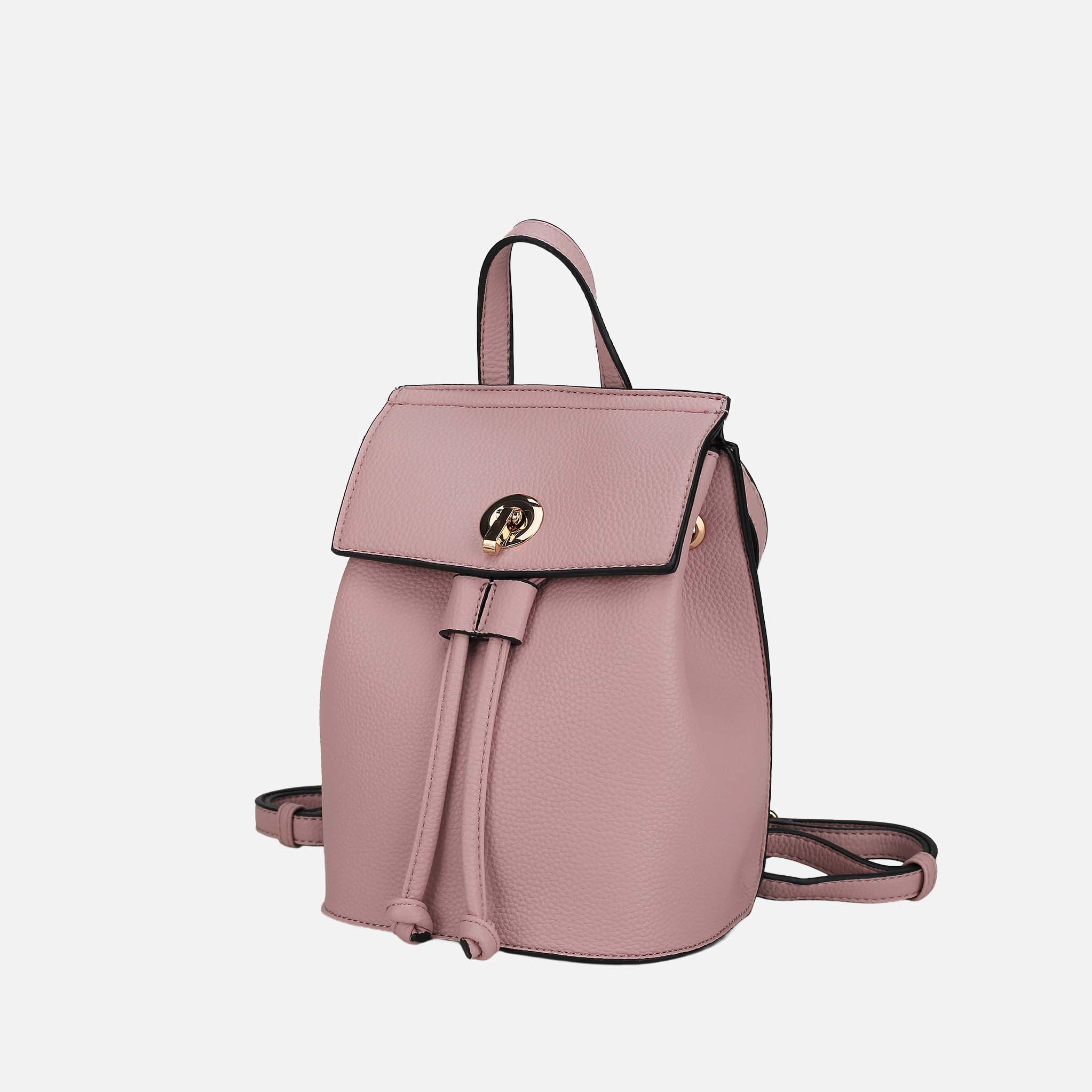 Mia K Collection Serafina Mini Backpack - Pebble Vegan Leather, Gold-Tone Hardware