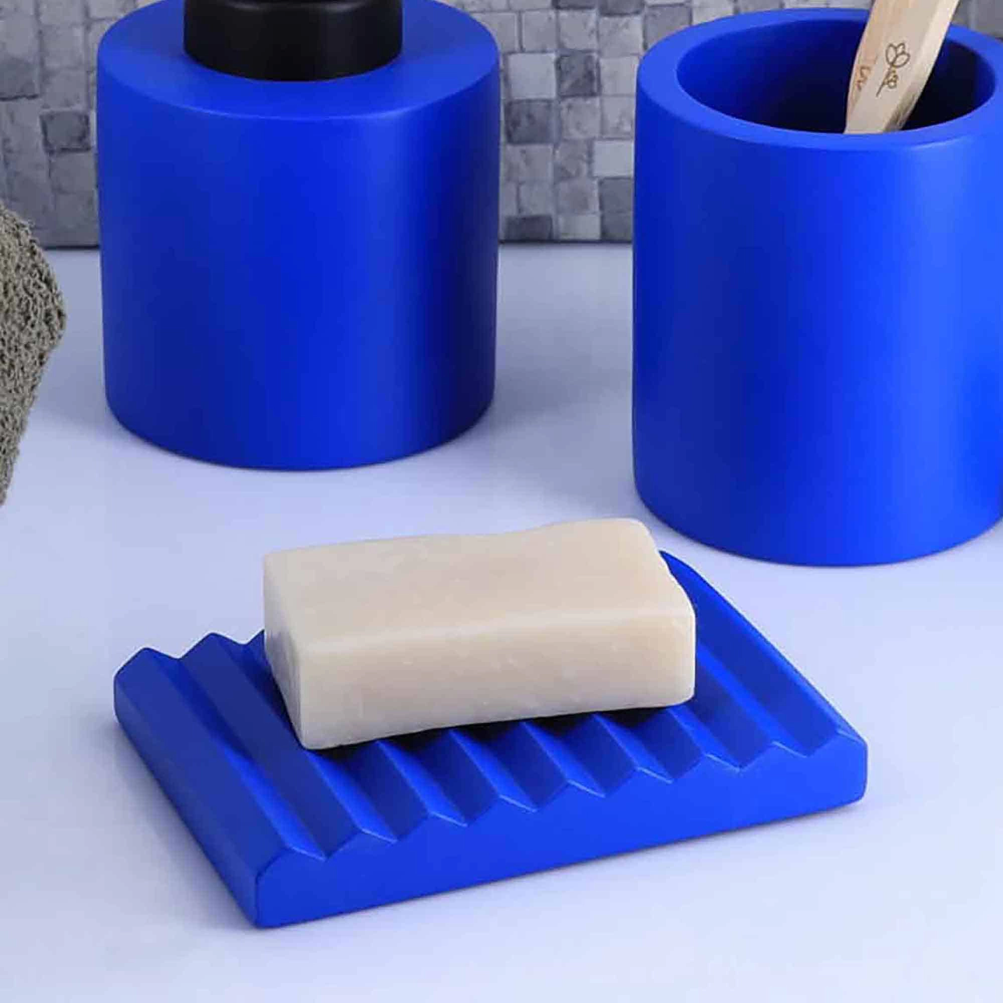 Evideco French Home Goods Ribbed Cement Soap Dish, Matte Rectangle 4.7 x 3.5