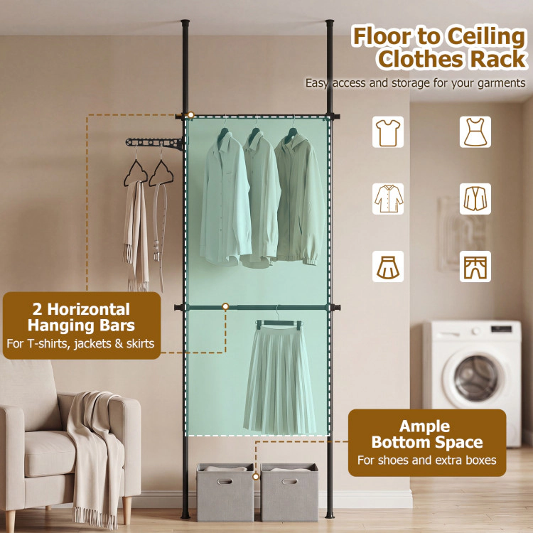 Hivvago Floor to Ceiling Clothing Rack with Adjustable Height