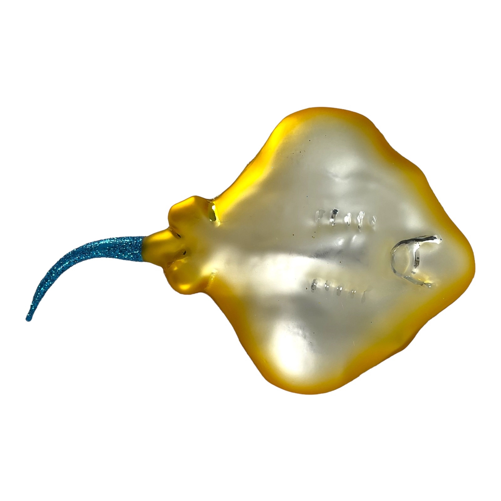 Pinnacle Peak Trading Company Yellow Spotted Stingray Polish Blown Glass Christmas Ornament Decoration Ray
