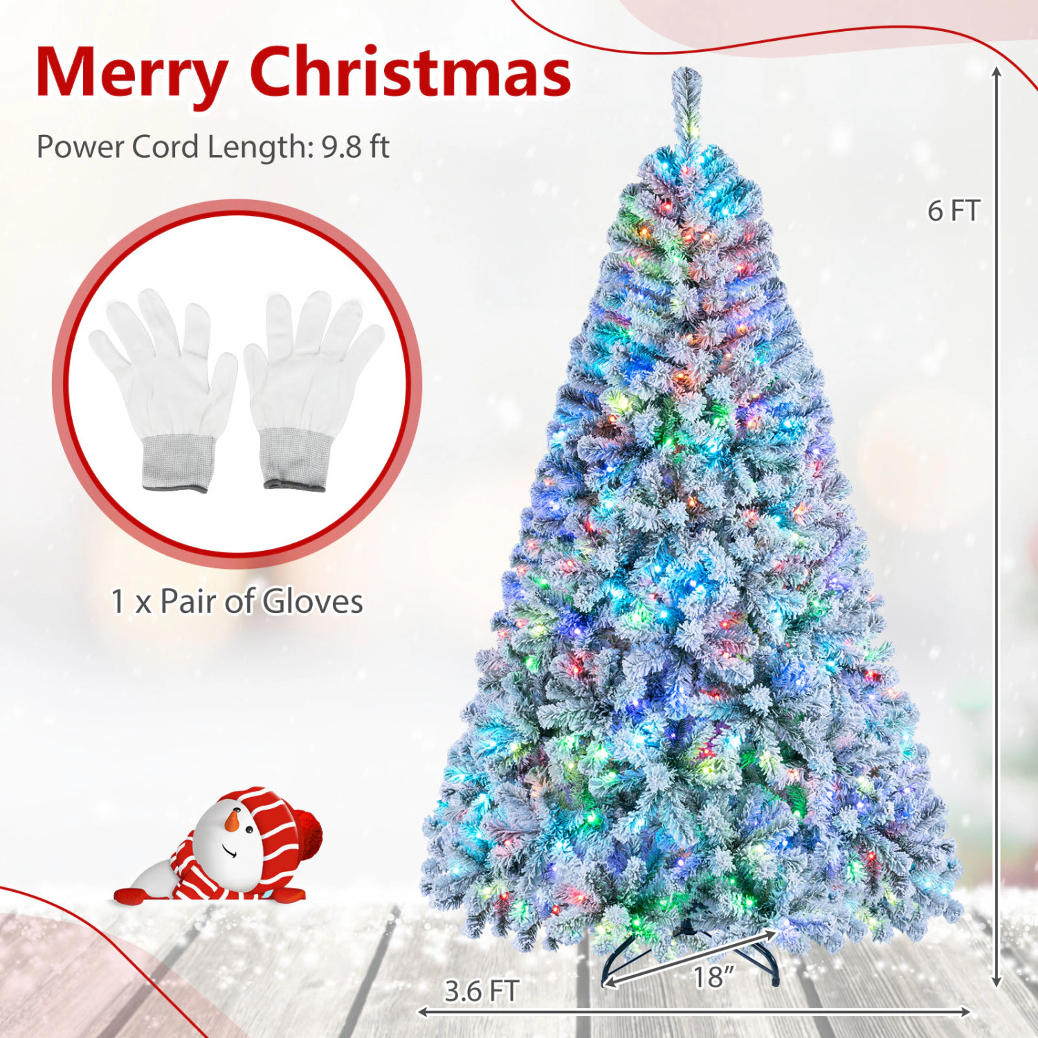 LJG 7.5/6 FT Smart Pencil Christmas Tree with APP Remote & RGB Lights and Music Sync-6FT