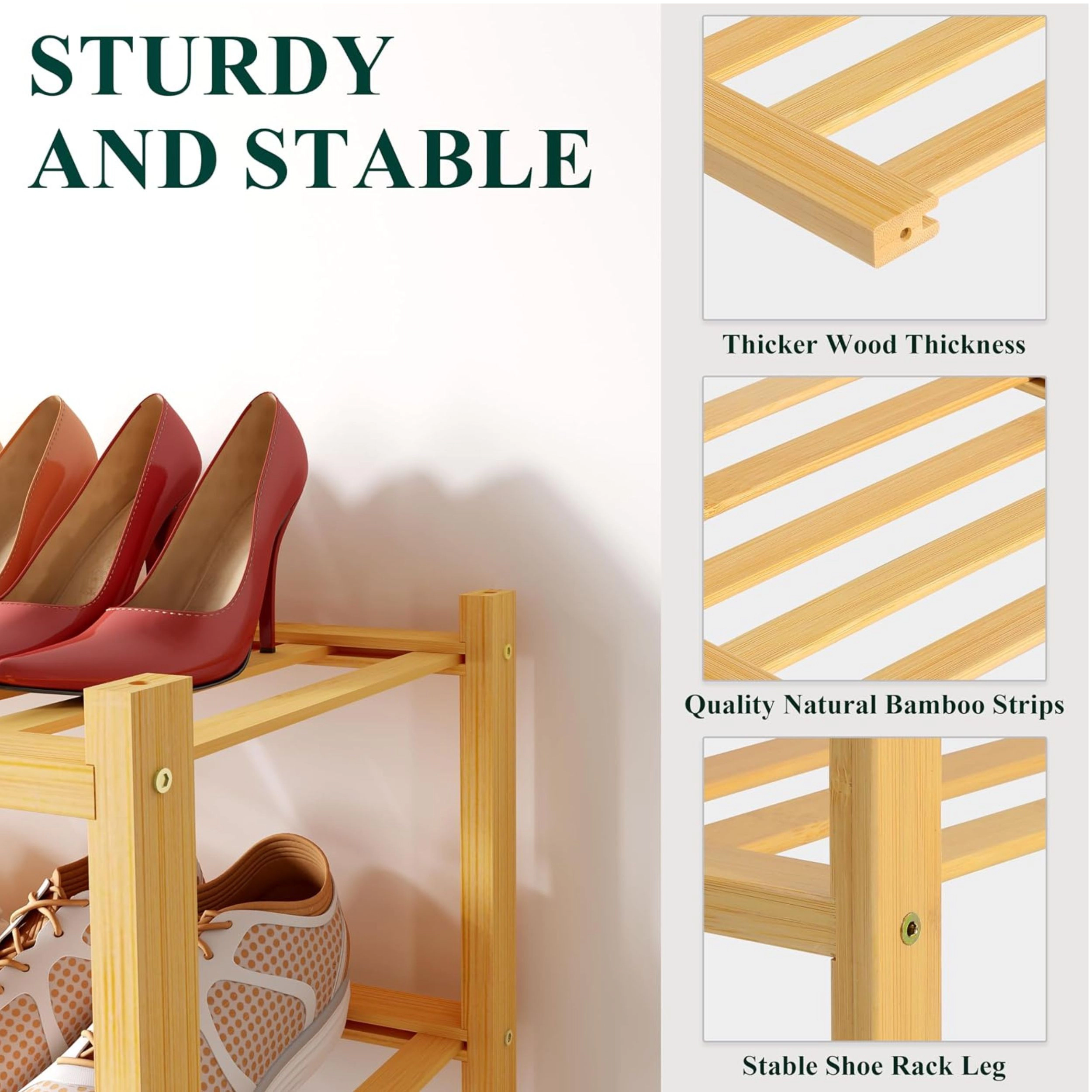 Stock Preferred 3-Tier Bamboo Shoe Rack Walnut Stackable Wooden Organizer Shelf