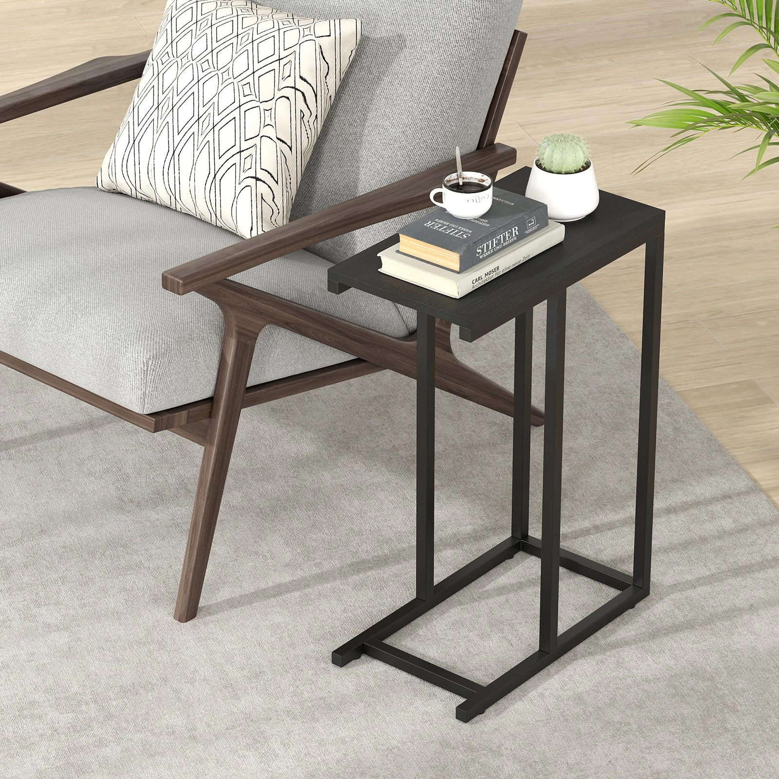 SlickBlue C Shaped Sofa Side Table Modern End for Living Room Bedroom