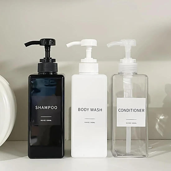 Stock Preferred Pack of 3 Shampoo Conditioner and Body Wash Pump Dispenser Set