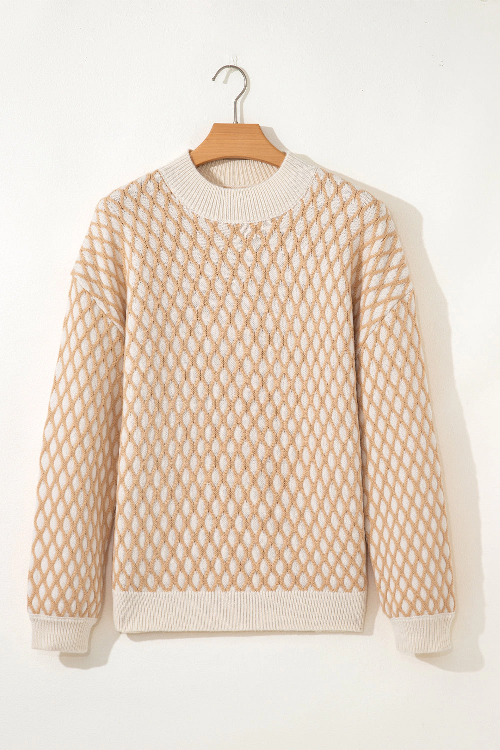 Threaded Pear Women's Ximena Rhombus Textured Knit Sweater