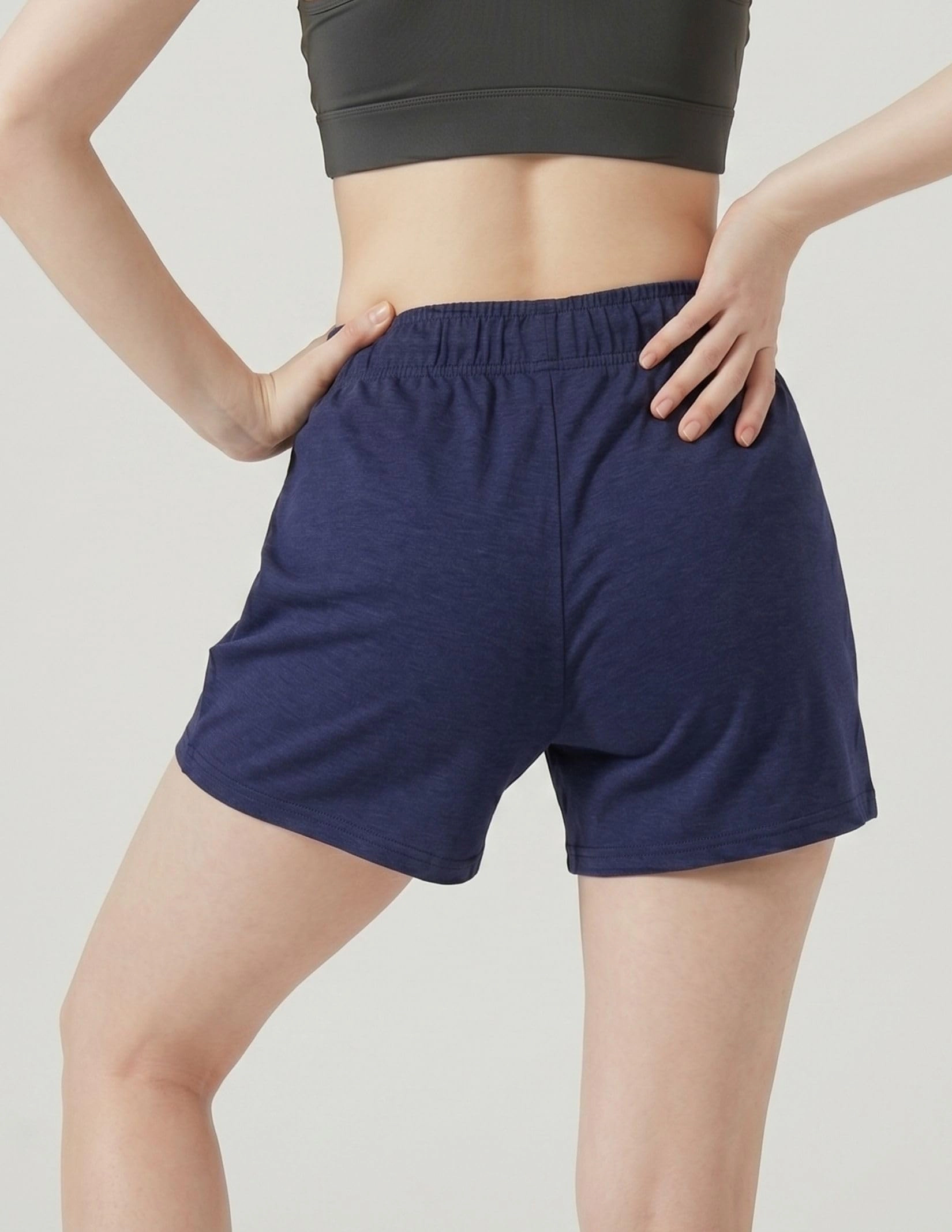 PIGFDK Womens Athletic Shorts 5 Pack Zipper Pockets Stretch Waistband Lounge Workout Wear