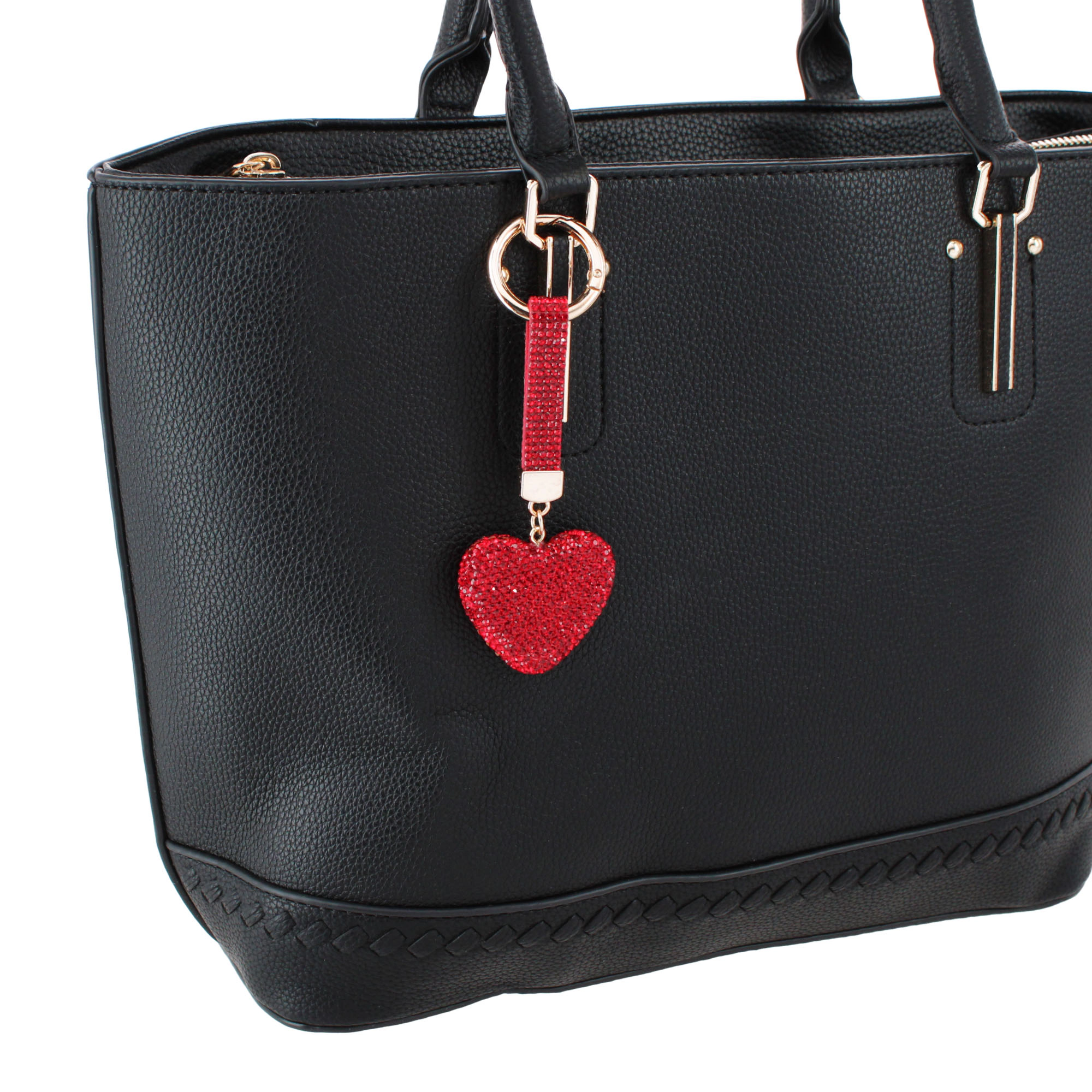CTM Women's Rhinestone Heart Bag Charm