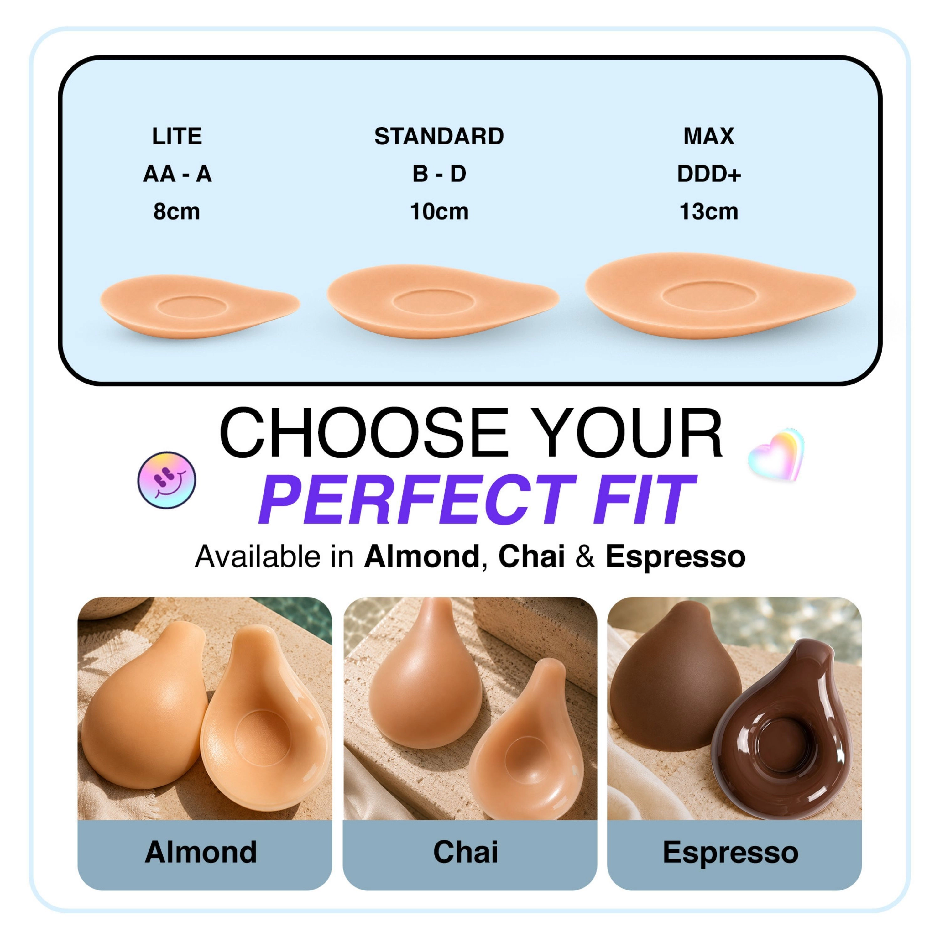 LECHERY Women's Edgestick Push Up Nipple Covers Reusable Sticky Silicone Adhesive Pasties