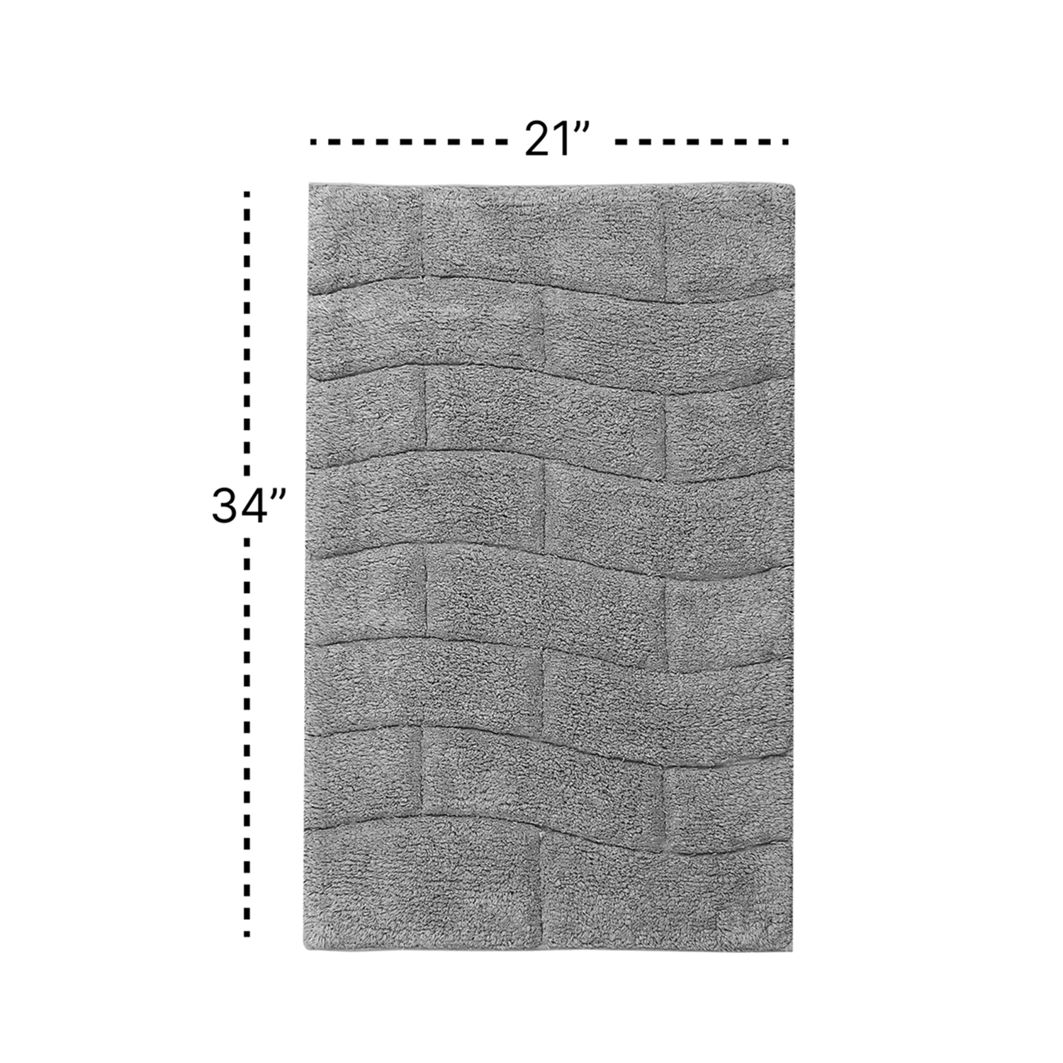 Knightsbridge Stylish And Comfortable All Season Traditional New Tile Design Cotton Bath Rug 21" X 34" Silver