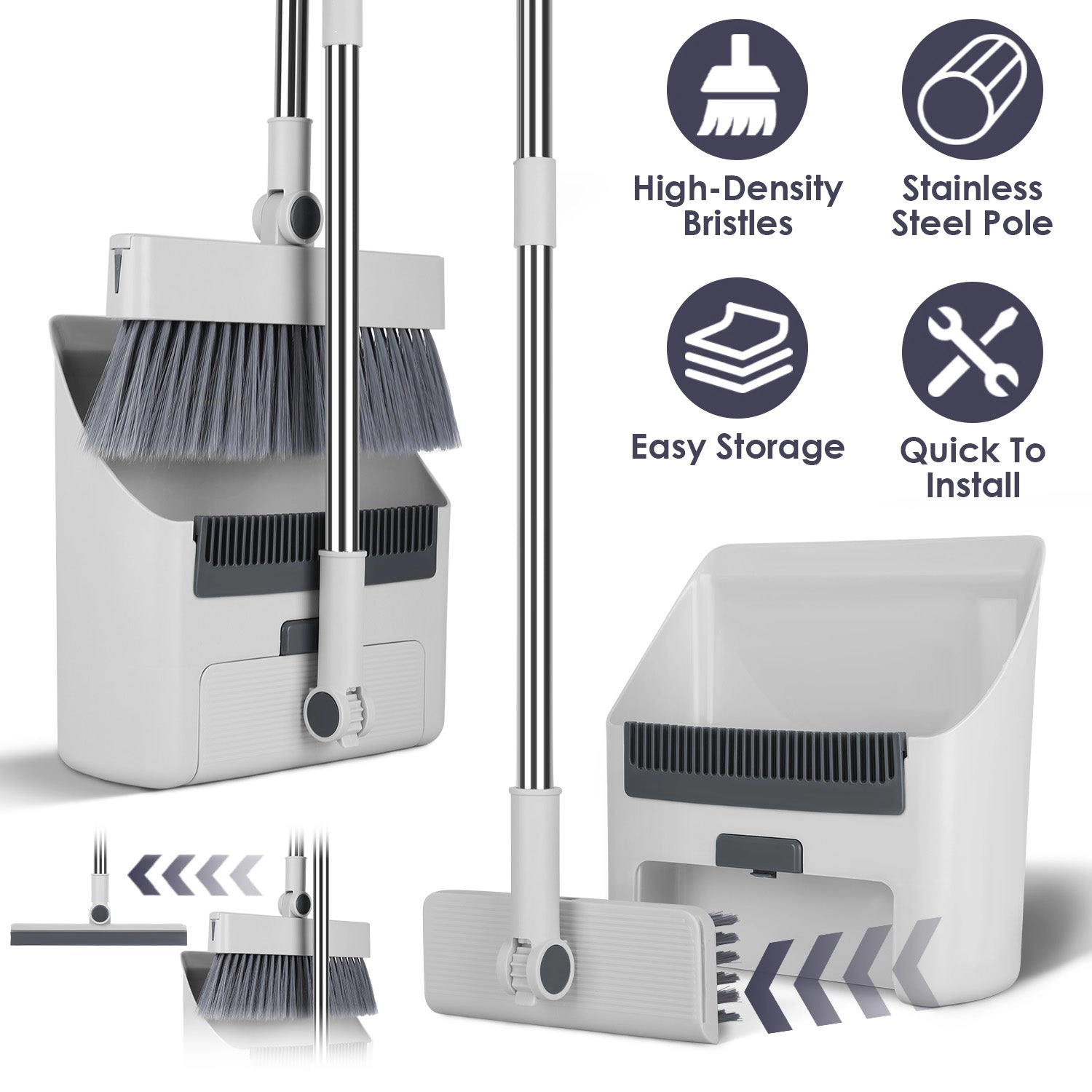 GBruno 4-in-1 Broom And Dustpan Combo Set