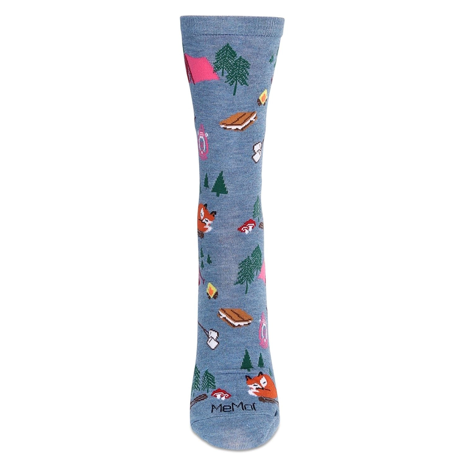 MeMoi Women's Embroidered Camping Trip Bamboo Crew Socks