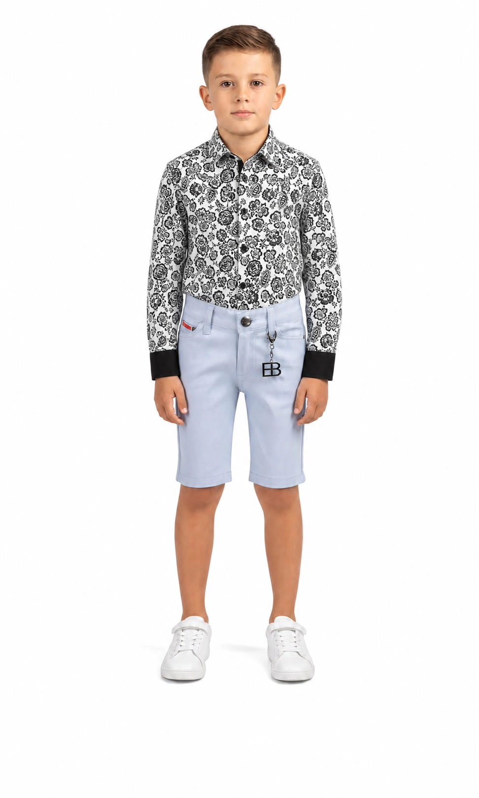 Elie Balleh Boys Slim Fit Cotton Twill Short Pants