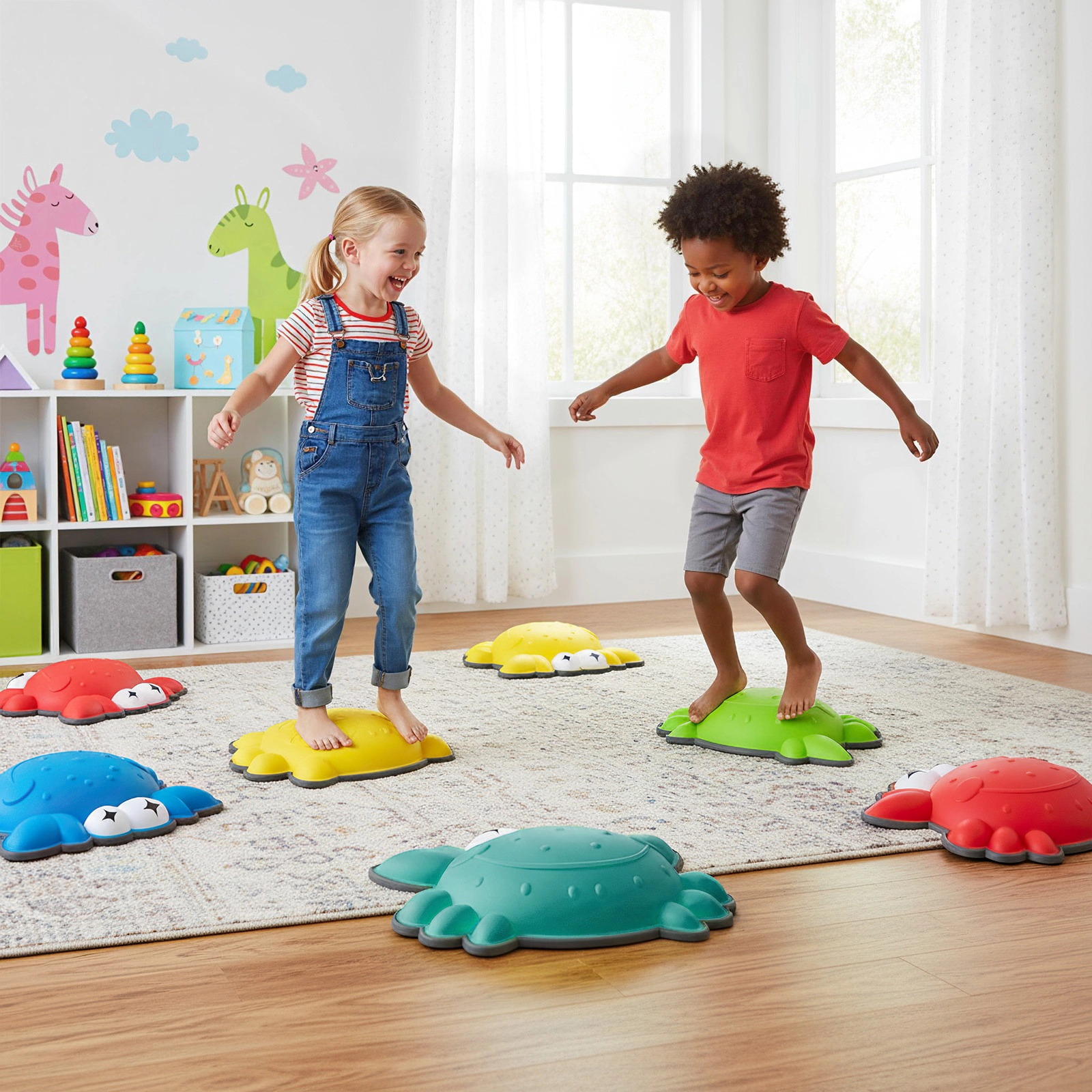 SUGIFT Kids Multicolor 9-Piece Non-Slip Stepping Stones Set with Stackable Design 16-in W 180-lb Load Capacity