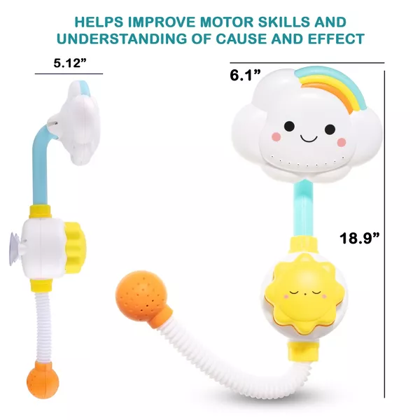 Sperric Interactive Bathtub Slide Set & Baby Shower Sprayer Toy Bundle- Fun Bath Toys for Toddlers, Educational Play Set