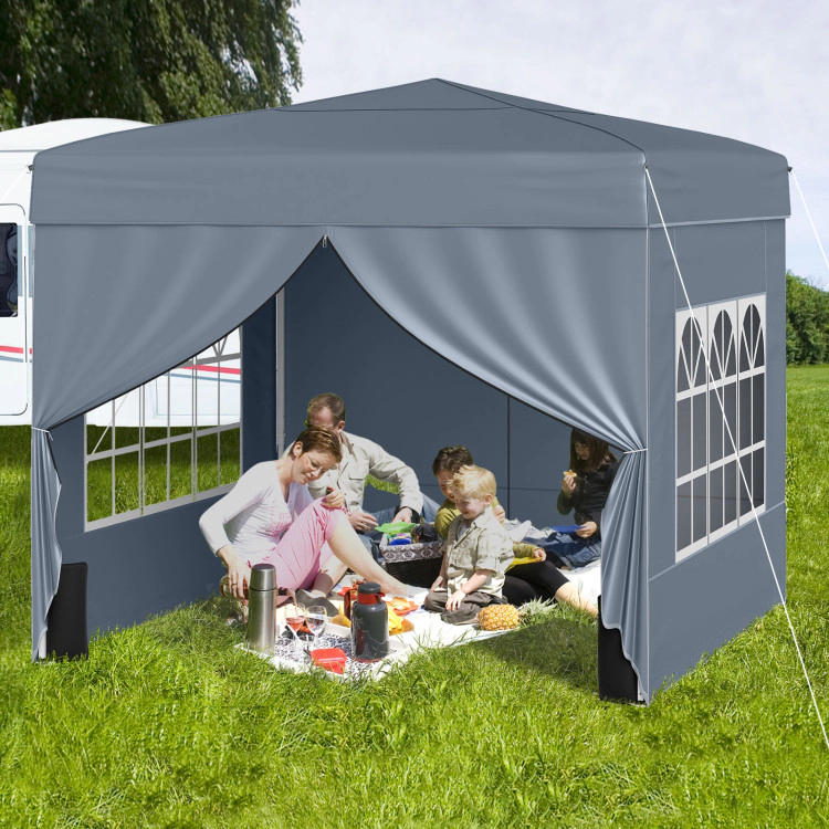 Hivvago 10 X FT Pop up Canopy Tent Outdoor Patio Commercial Sunshade Shelter with 4 Sidewalls