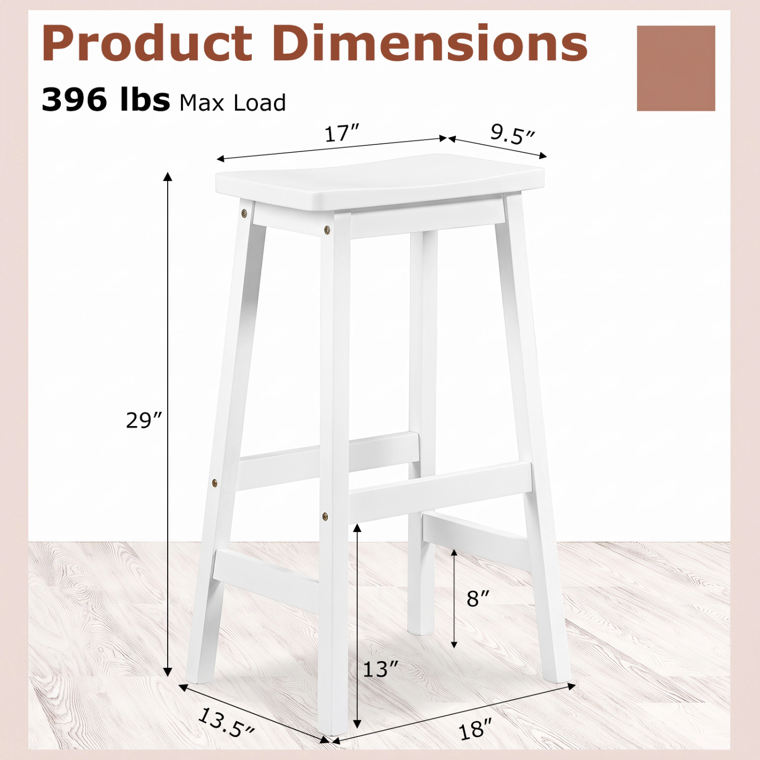 LJG 29" Set of 2 Saddle-Seat Counter Height Stools with Curved Seat and Footrests