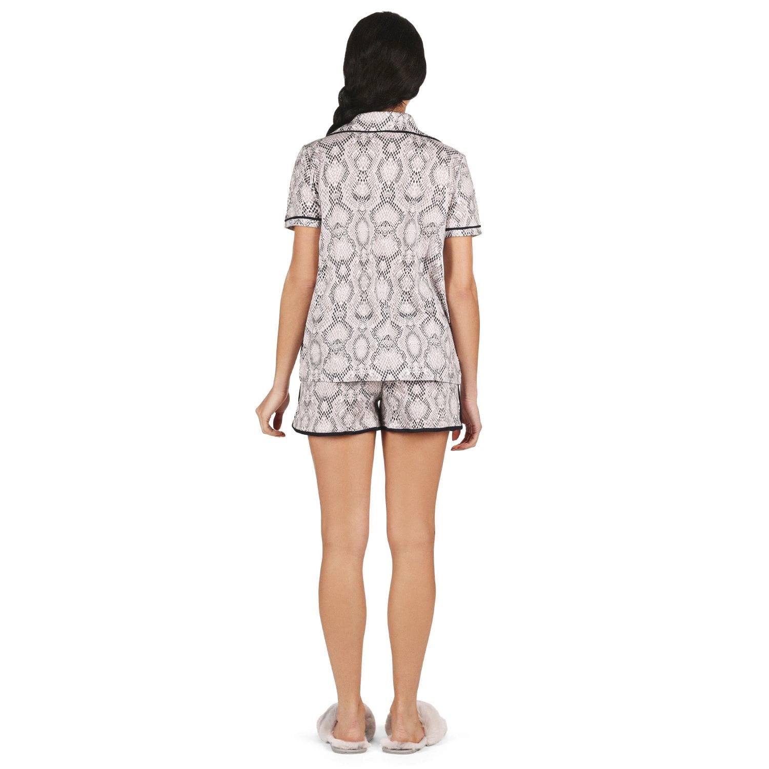 MeMoi Women's Snake Notch Collar Cotton Blend Pajama Set